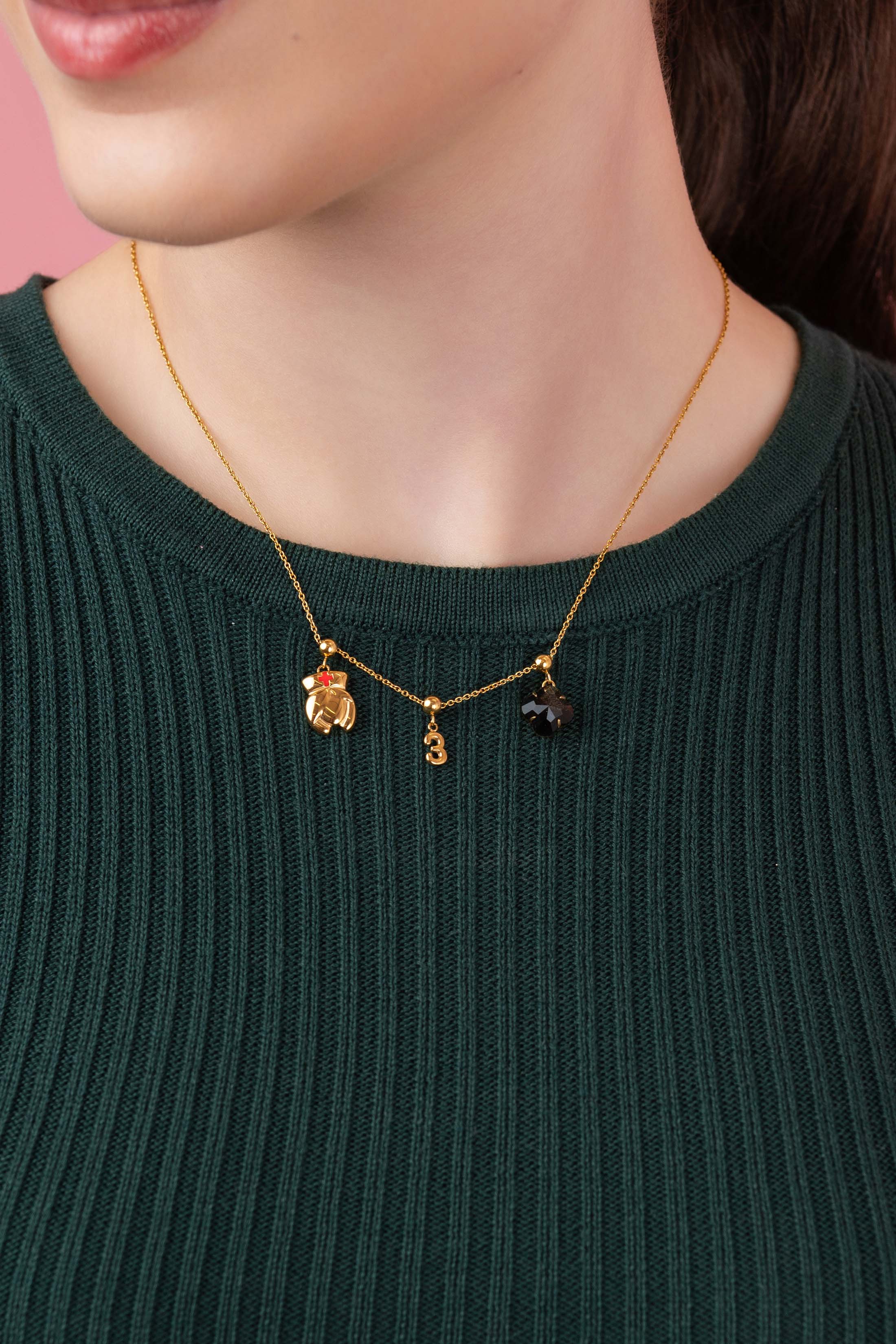 Numbers &amp; Birthstone Toggle Charm Necklace Gift Set