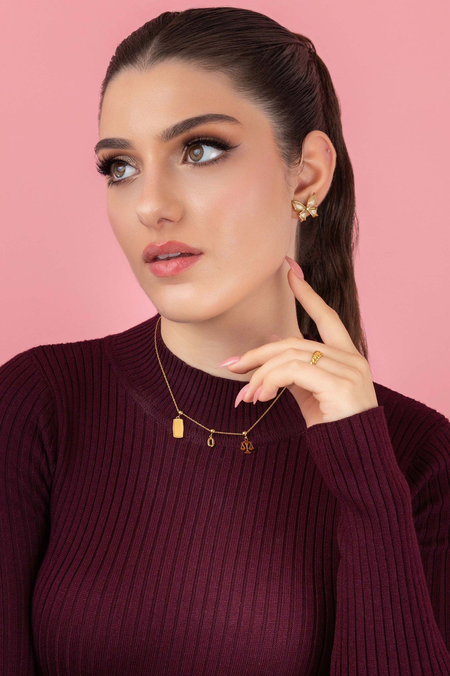 Numbers &amp; Birthstone Toggle Charm Necklace Gift Set