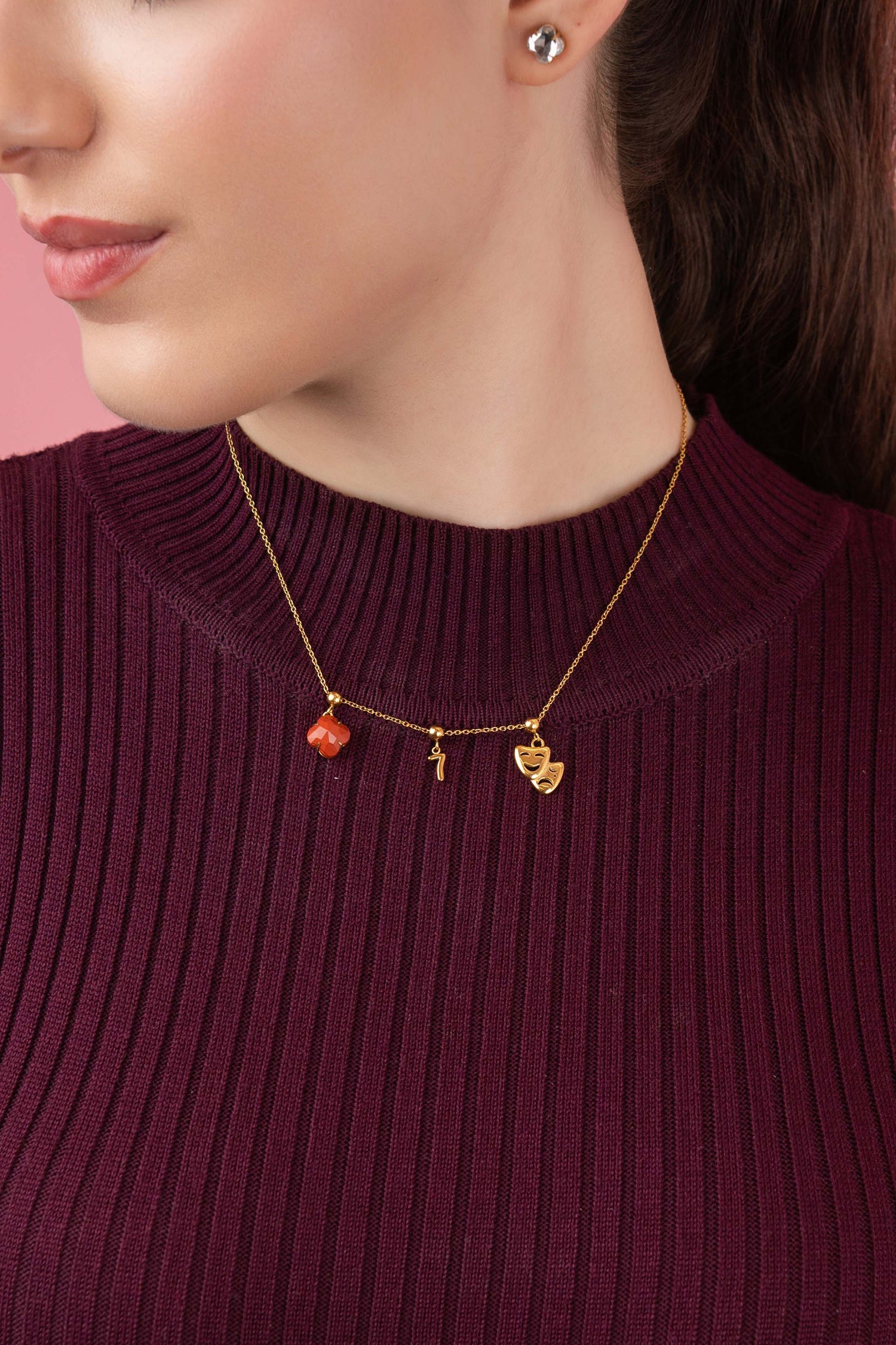 Numbers &amp; Birthstone Toggle Charm Necklace Gift Set