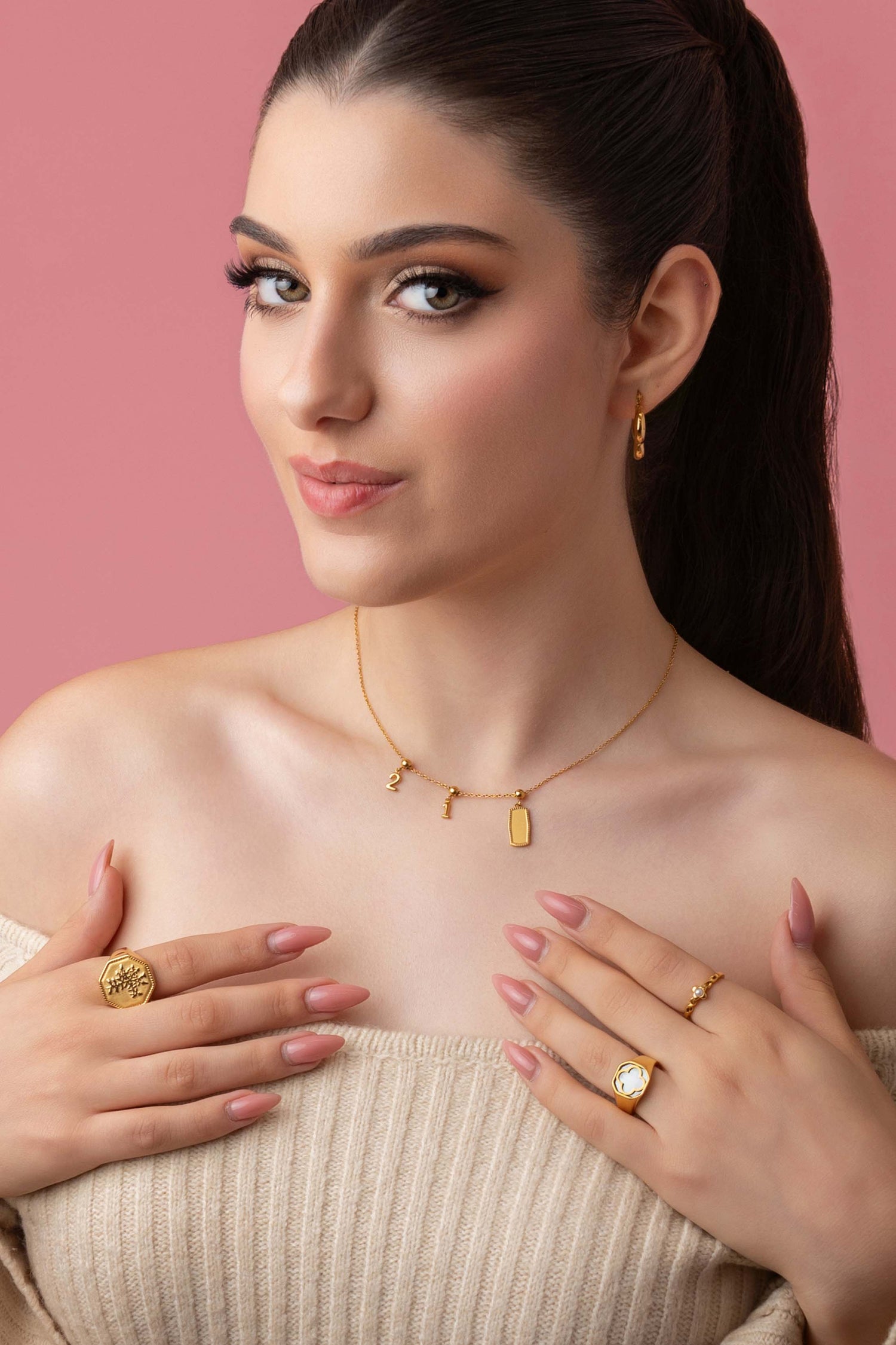 Numbers &amp; Birthstone Toggle Charm Necklace Gift Set