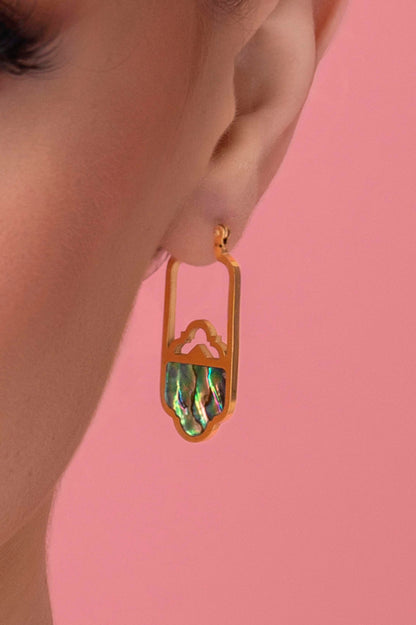 Blue Lagoon Abalone Hollow Hoop Earring Set