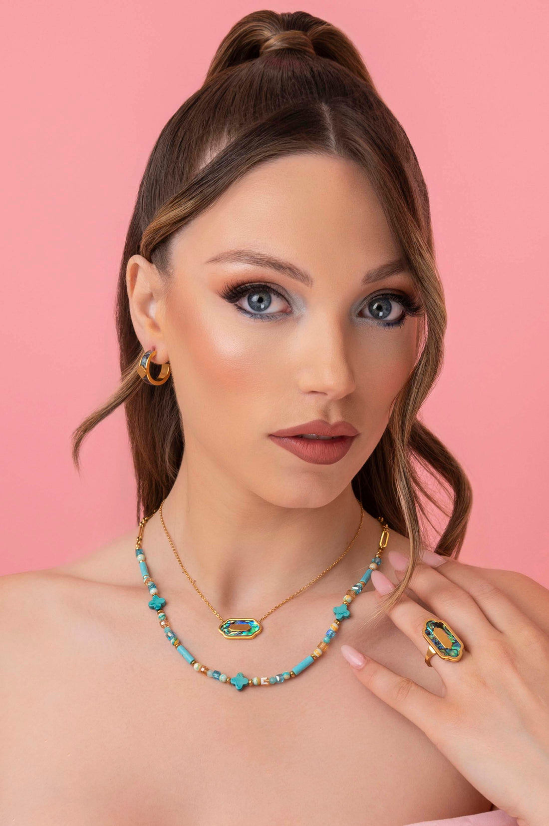 Blue Lagoon Abalone Ring &amp; Bangle Gift Set