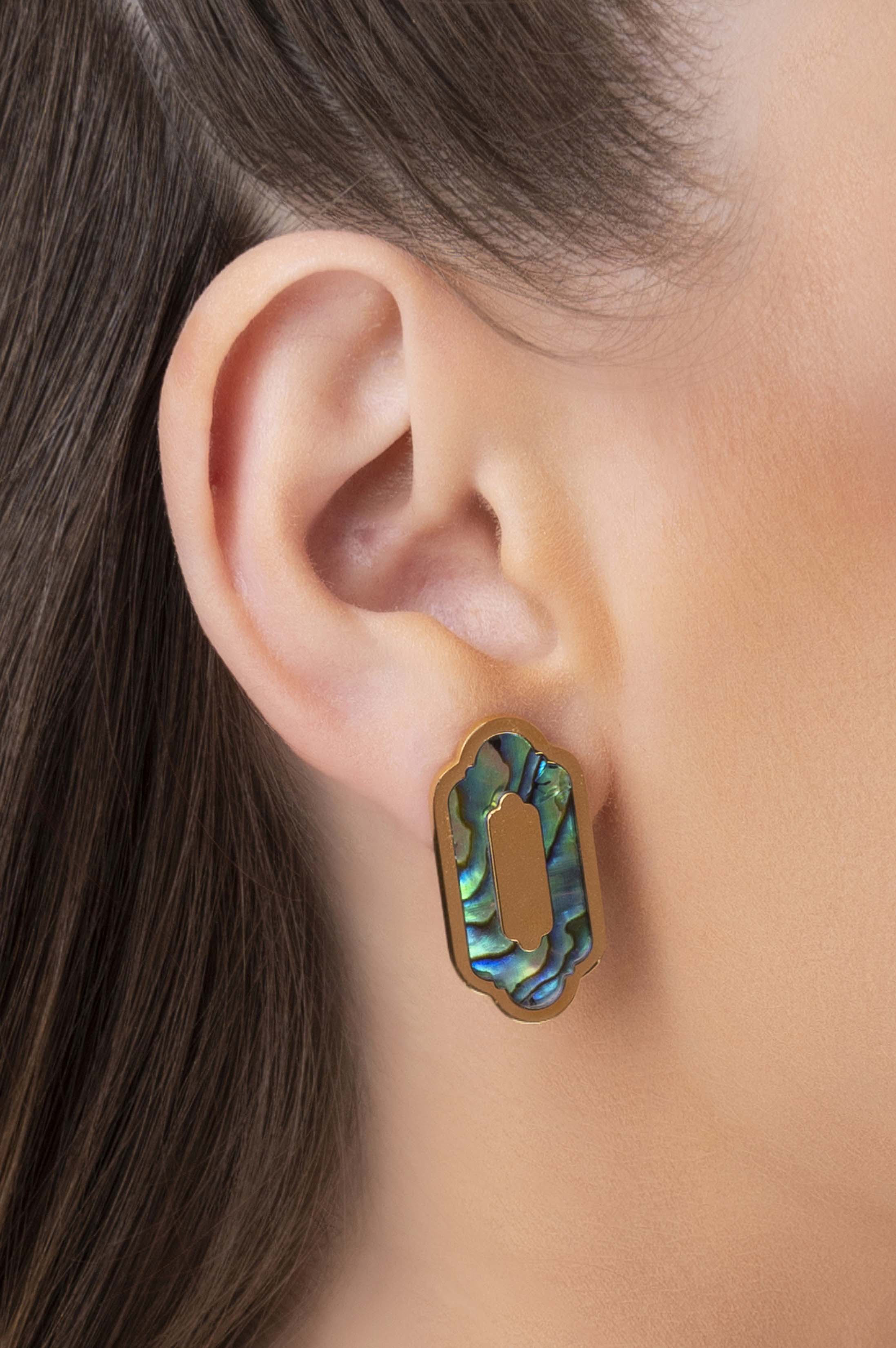 Blue Lagoon Abalone Statement Stud Earring Set
