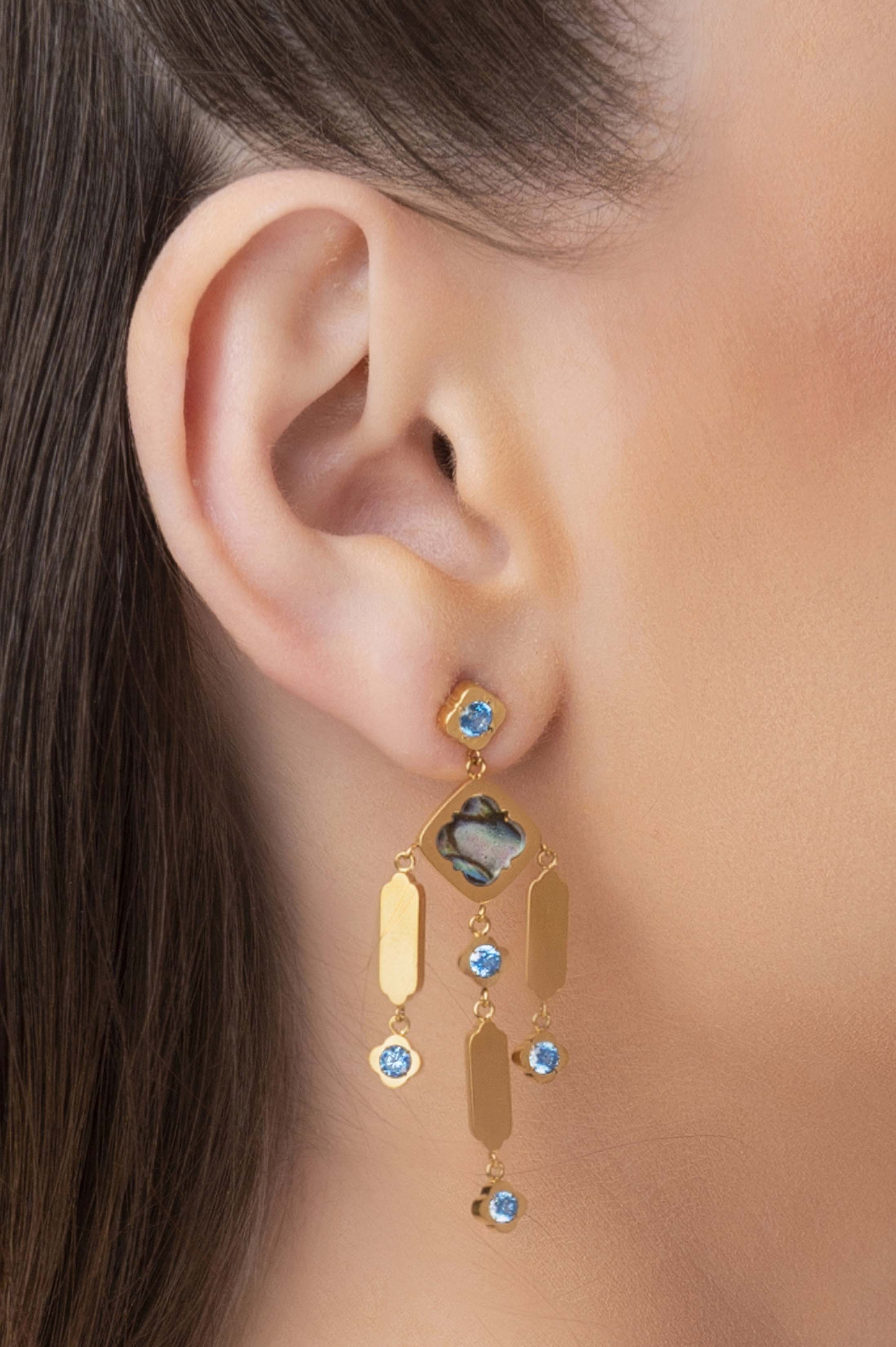 Blue Lagoon Abalone Chandelier Earring Set