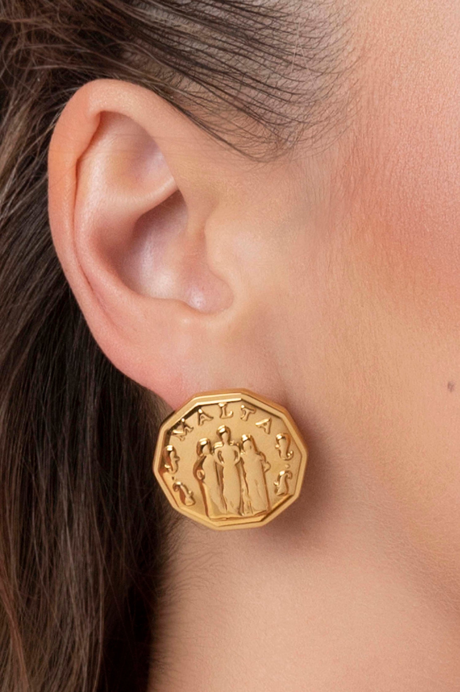 Fortitude, Faith &amp; Hope Coin Statement Stud Earrings Set