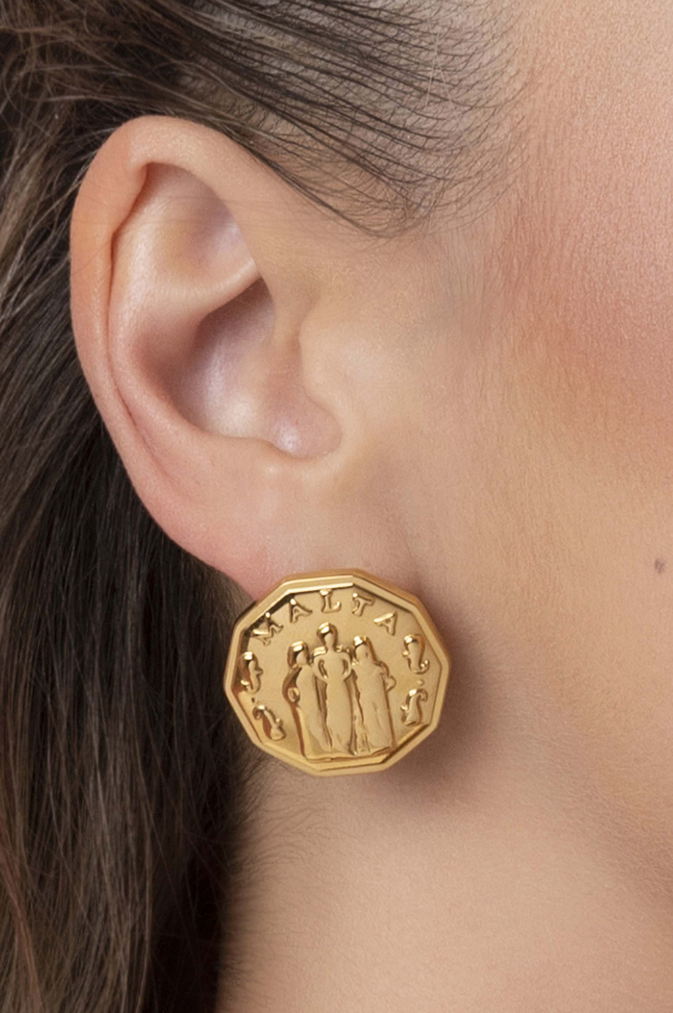 Fortitude, Faith &amp; Hope Coin Statement Stud Earrings Set