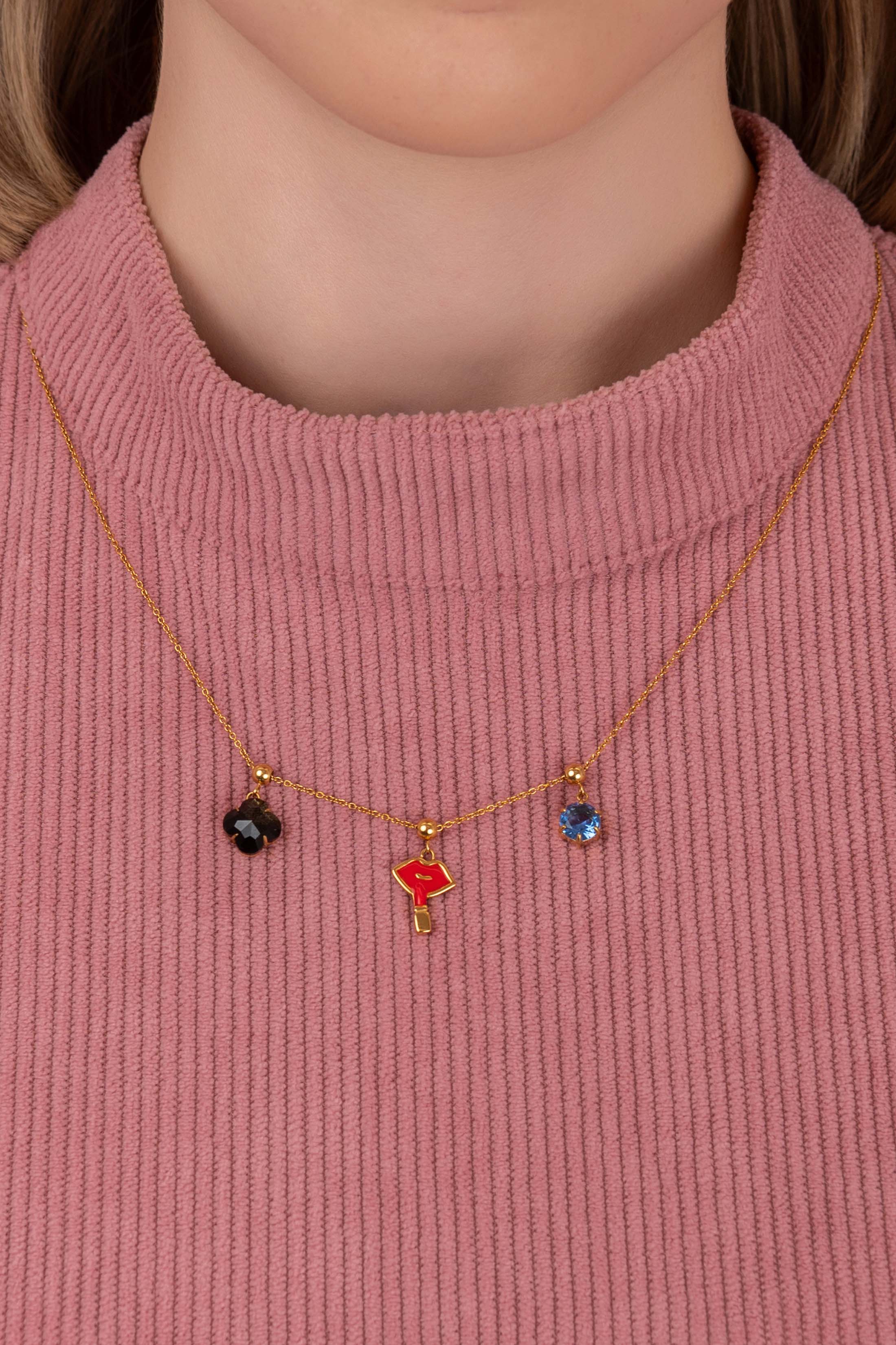 Birthstone Studs &amp; Toggle Charm Necklace Gift Set