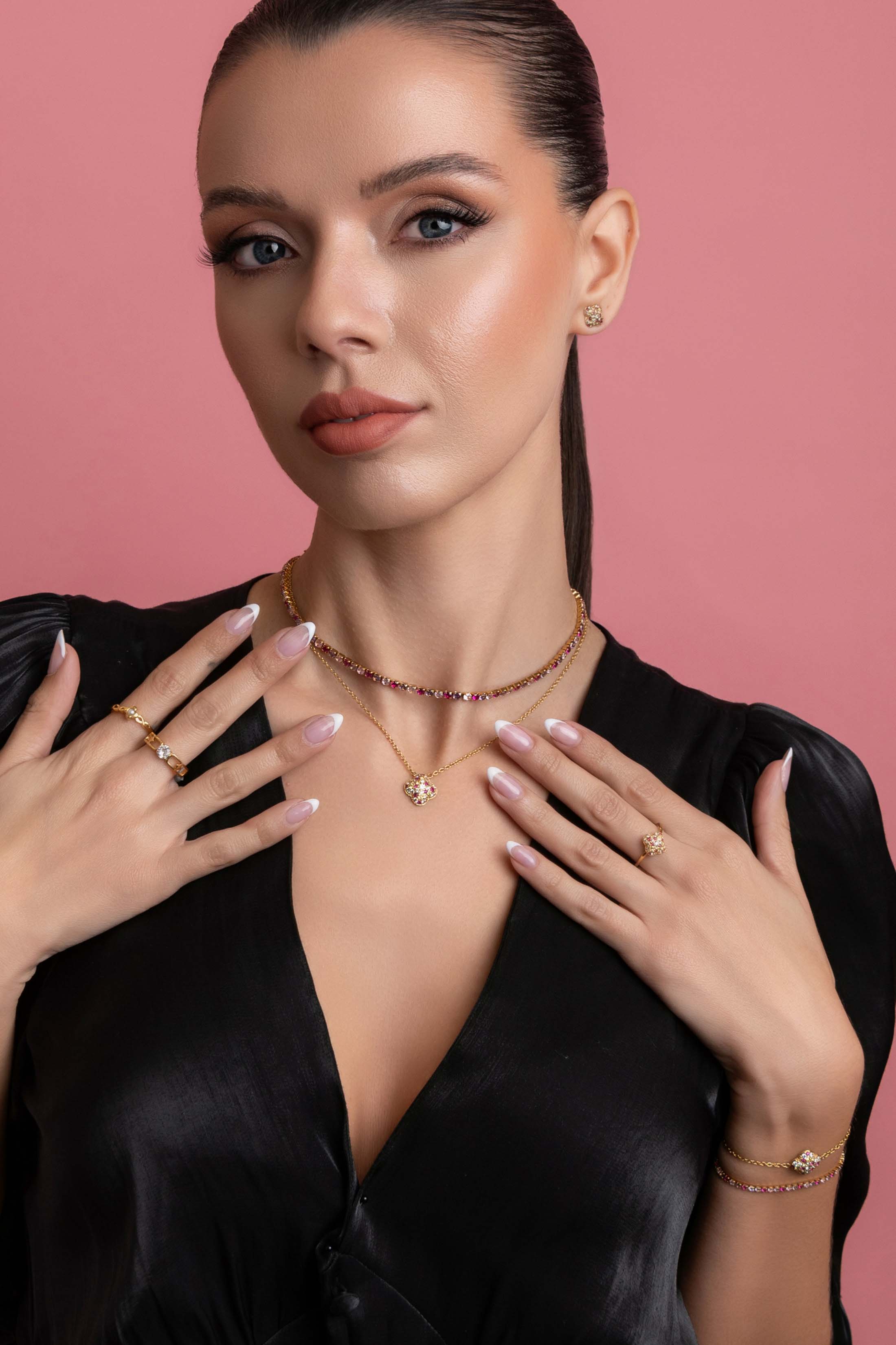 Pink Aurora Stud Earring Set