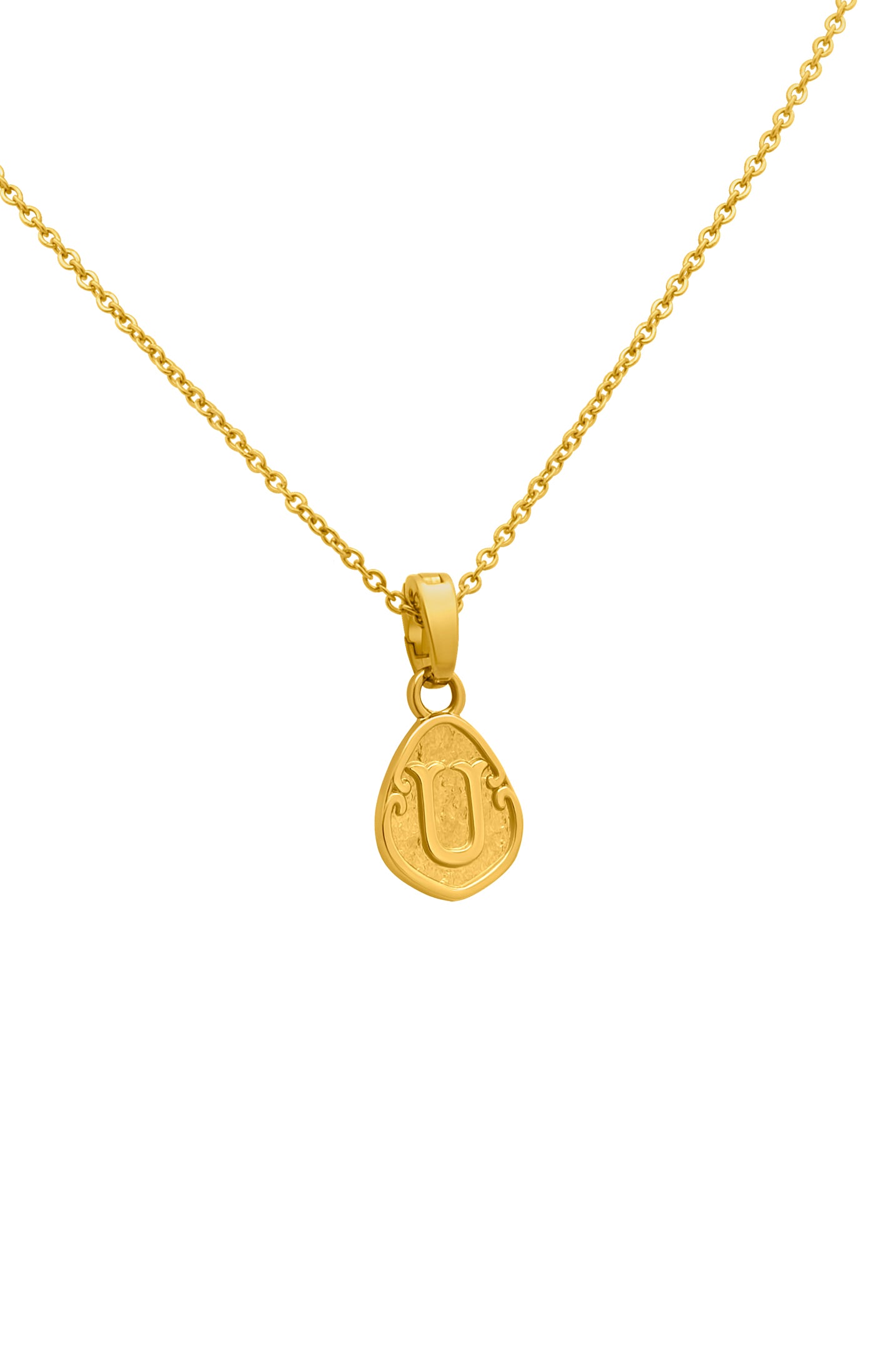 &quot;U&quot; Tberfil Letter Pendant with Petite Adjustable Chain Necklace