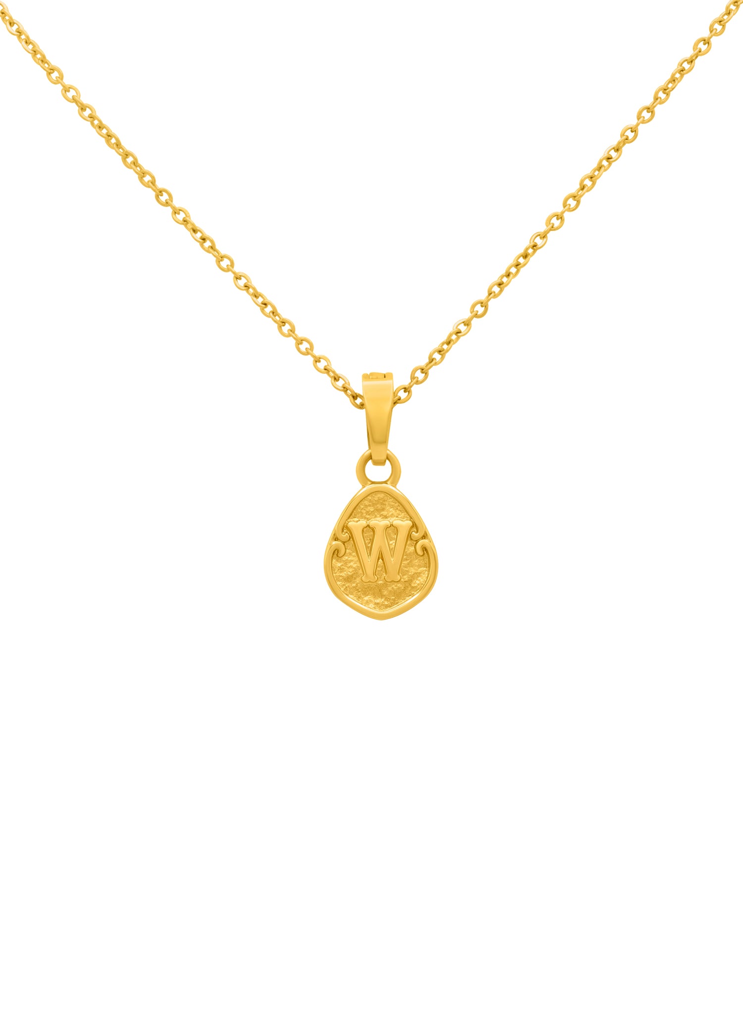 &quot;W&quot; Tberfil Letter Pendant with Petite Adjustable Chain Necklace