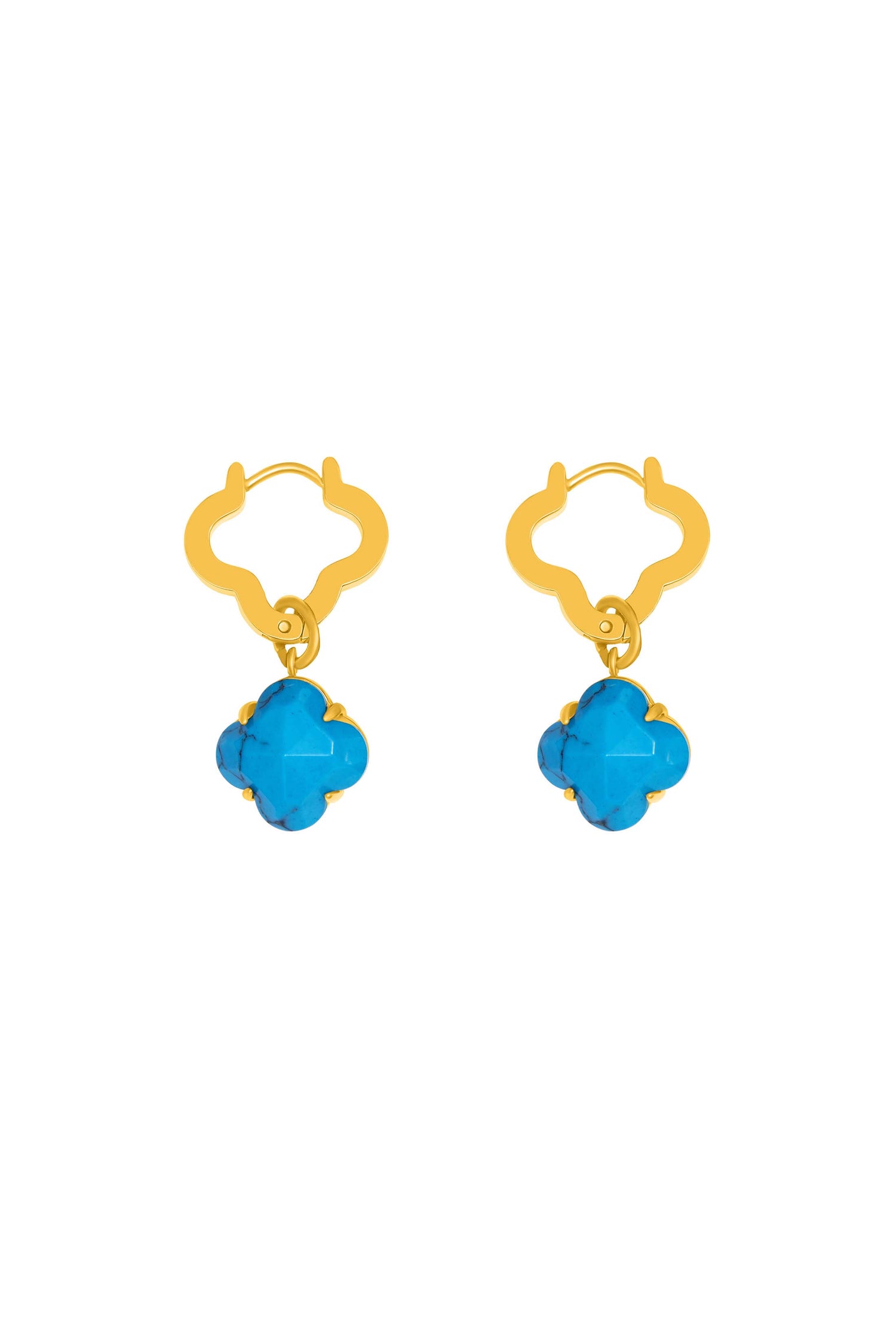 Turquoise Marble Pearl Duo Earring Set
