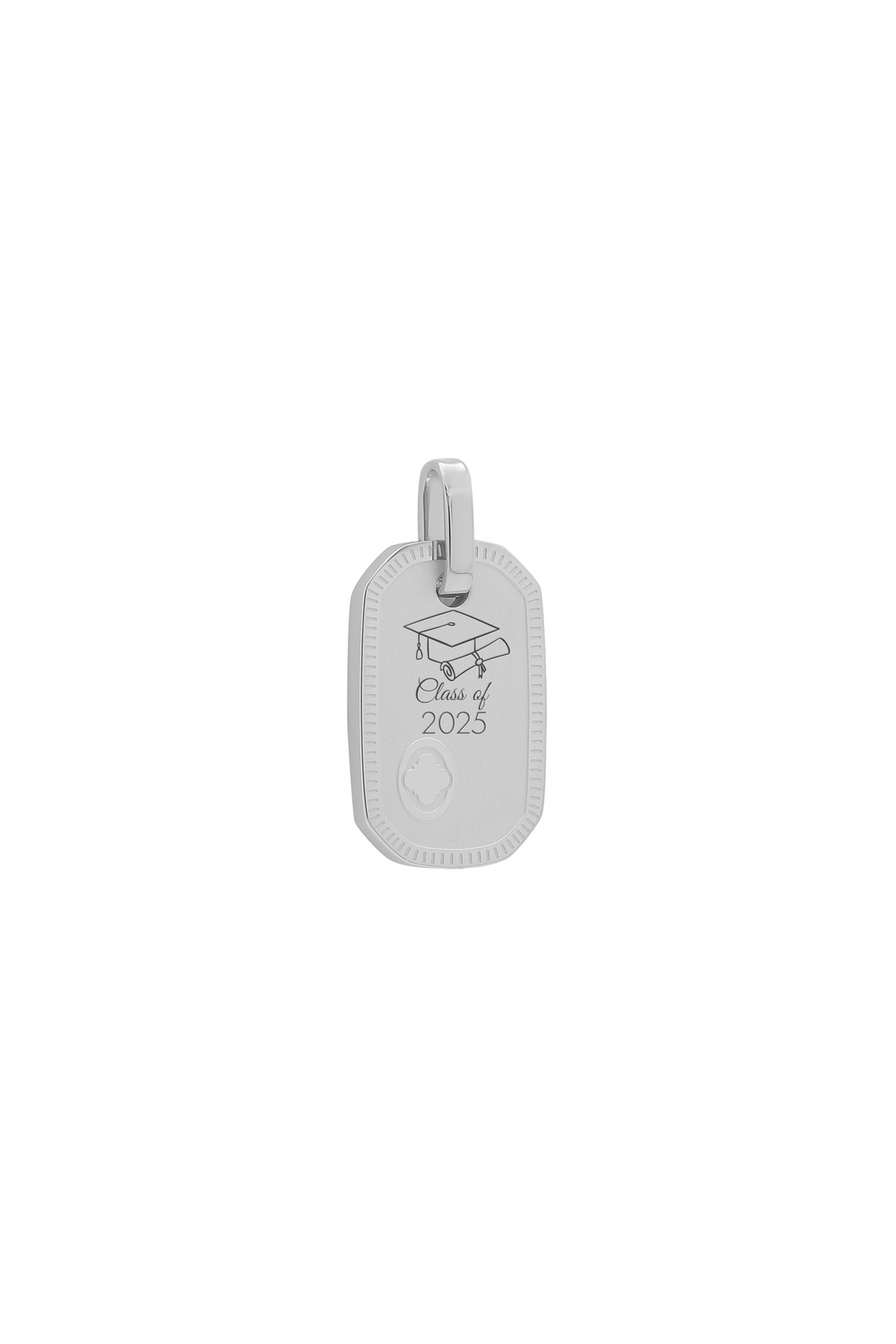 Carisma Logo Silver Tag Engravable Graduation Pendant