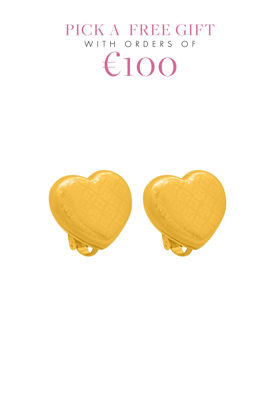 Tiled Heart Clip-On Stud Earring Set