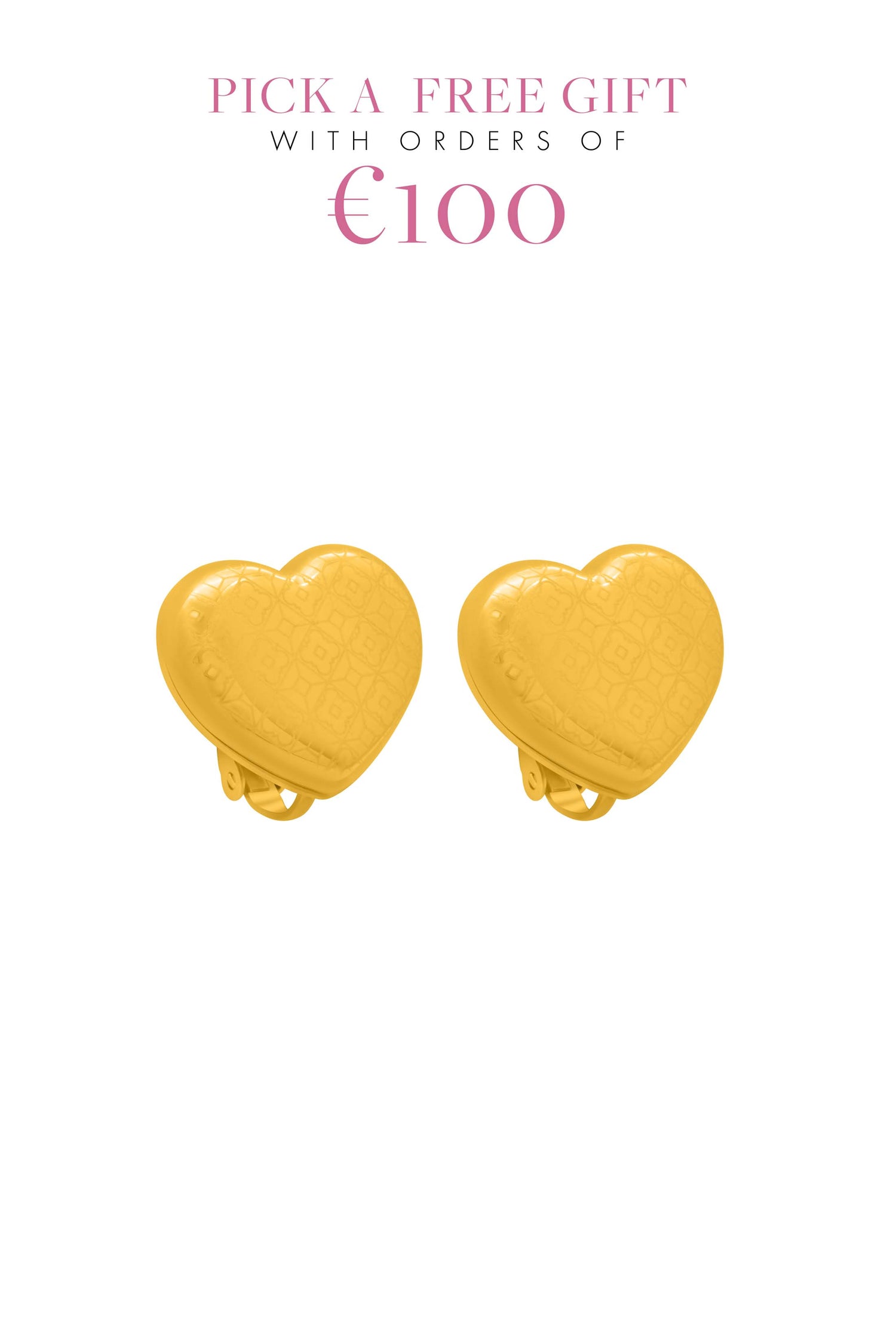 Tiled Heart Clip-On Stud Earring Set