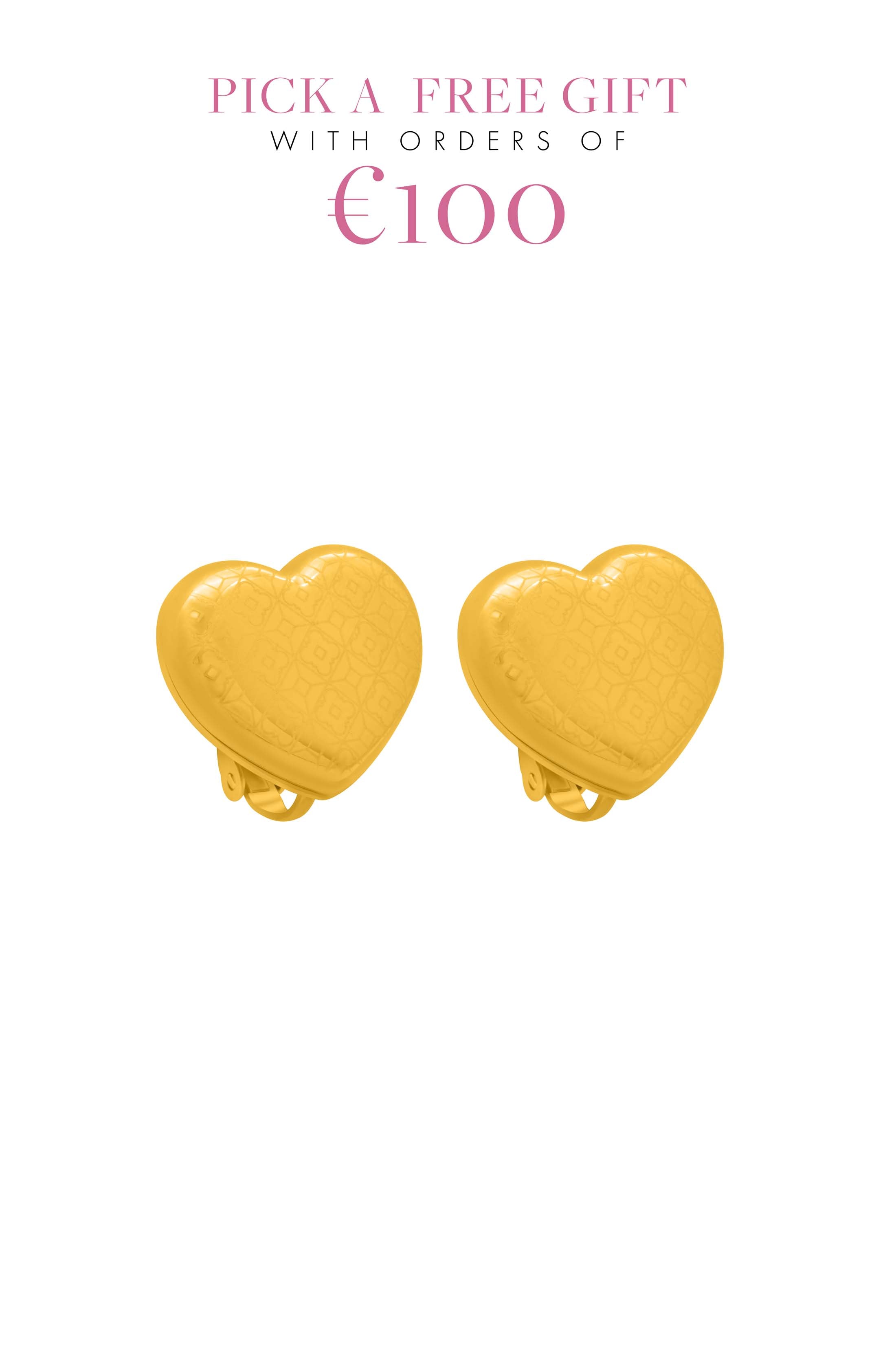 Tiled Heart Clip-On Stud Earring Set