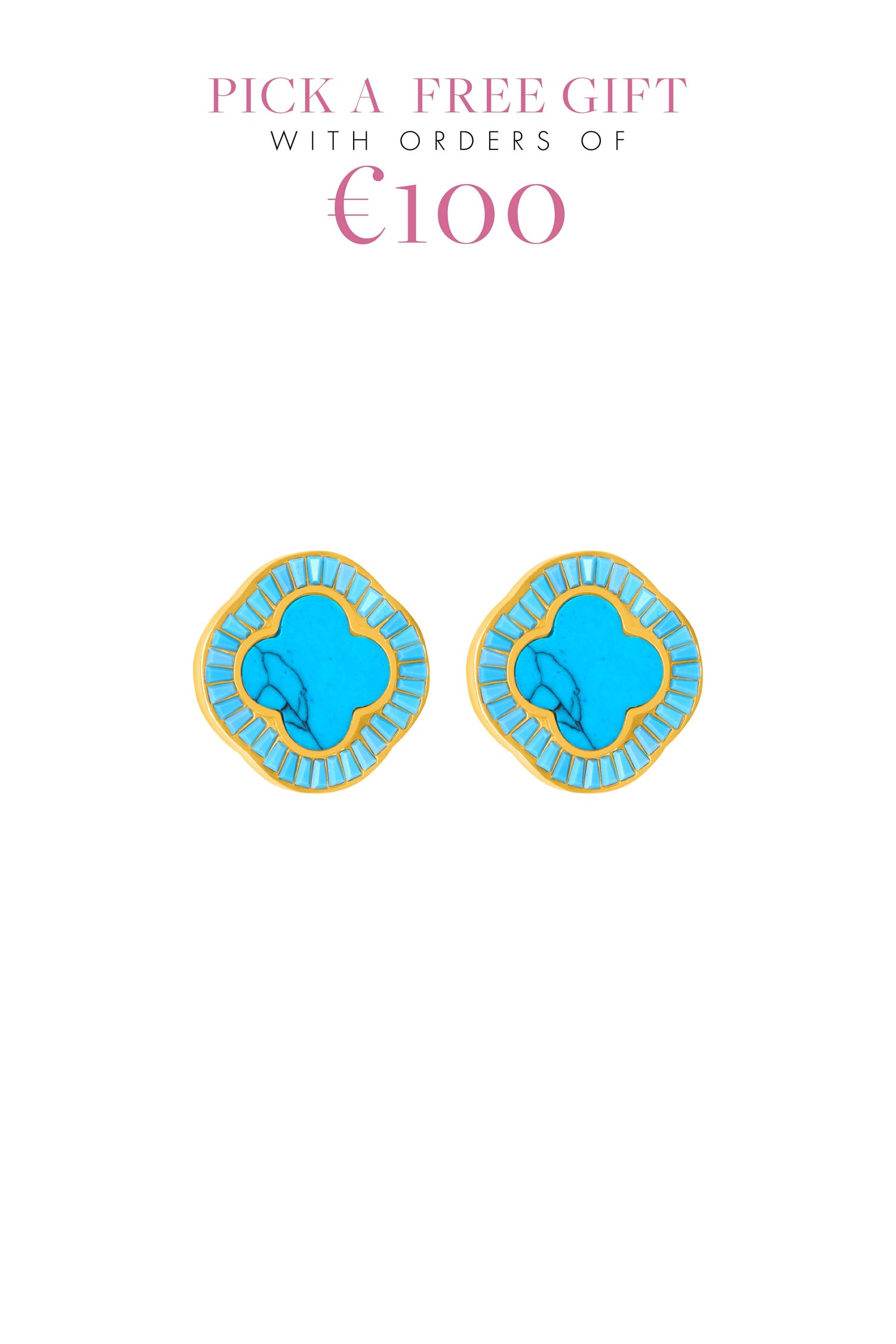 Faniello Turquoise Marble Stud Earring Set