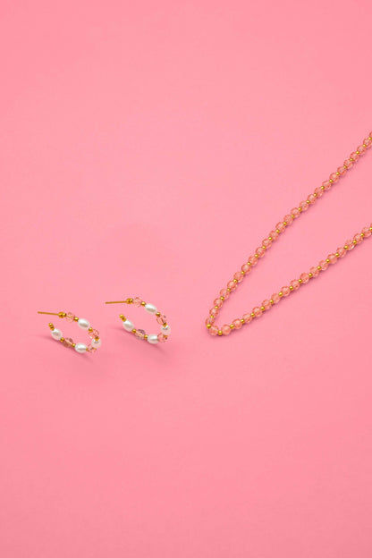 Rosalie Perla Hoops &amp; Necklace Gift Set