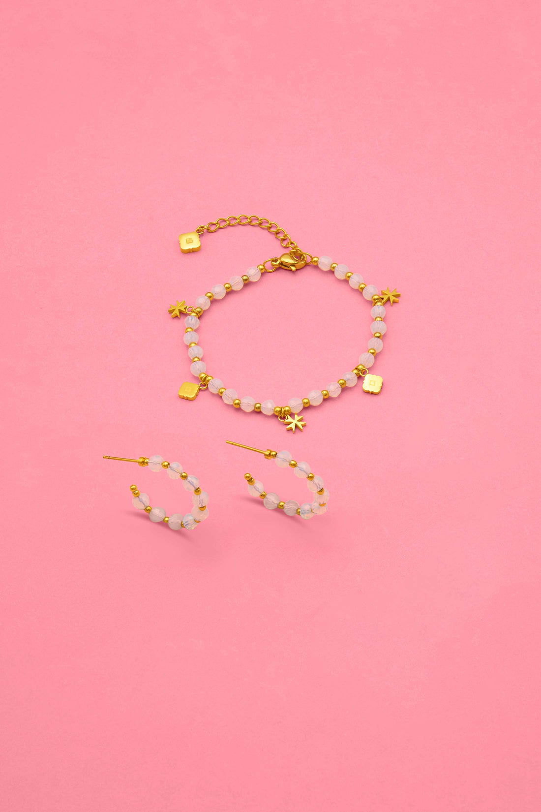 Ivory Grace Beaded Hoops &amp; Bracelet Gift Set