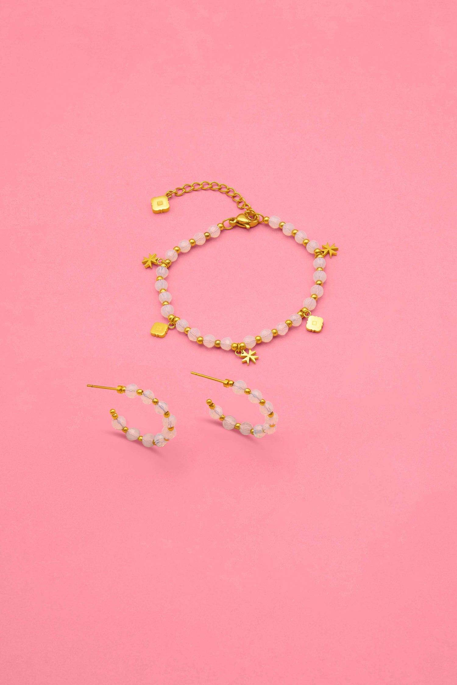 Ivory Grace Beaded Hoops &amp; Bracelet Gift Set