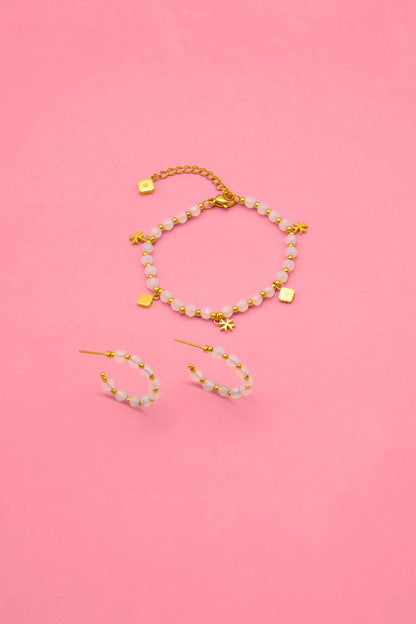 Ivory Grace Beaded Hoops &amp; Bracelet Gift Set