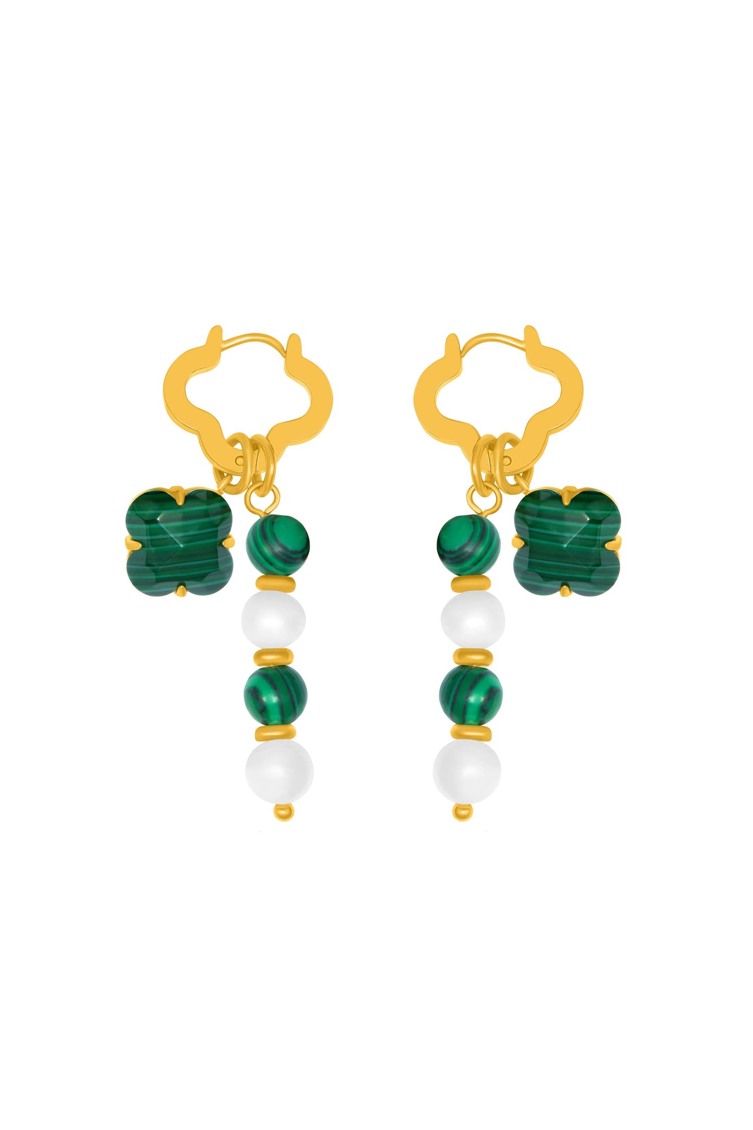 Malachite Pearl Duo Earring Set