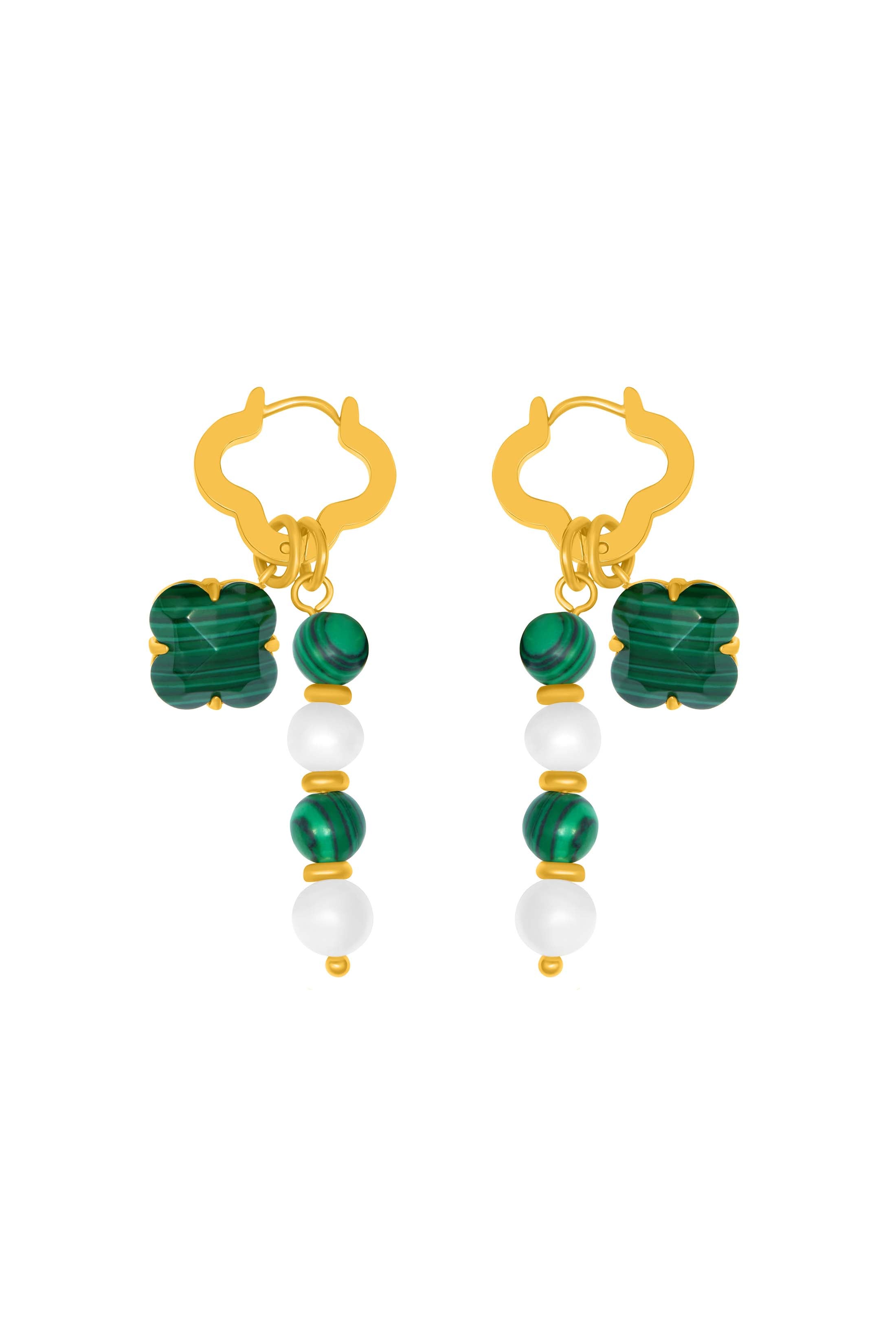 Malachite Pearl Duo Earring Set