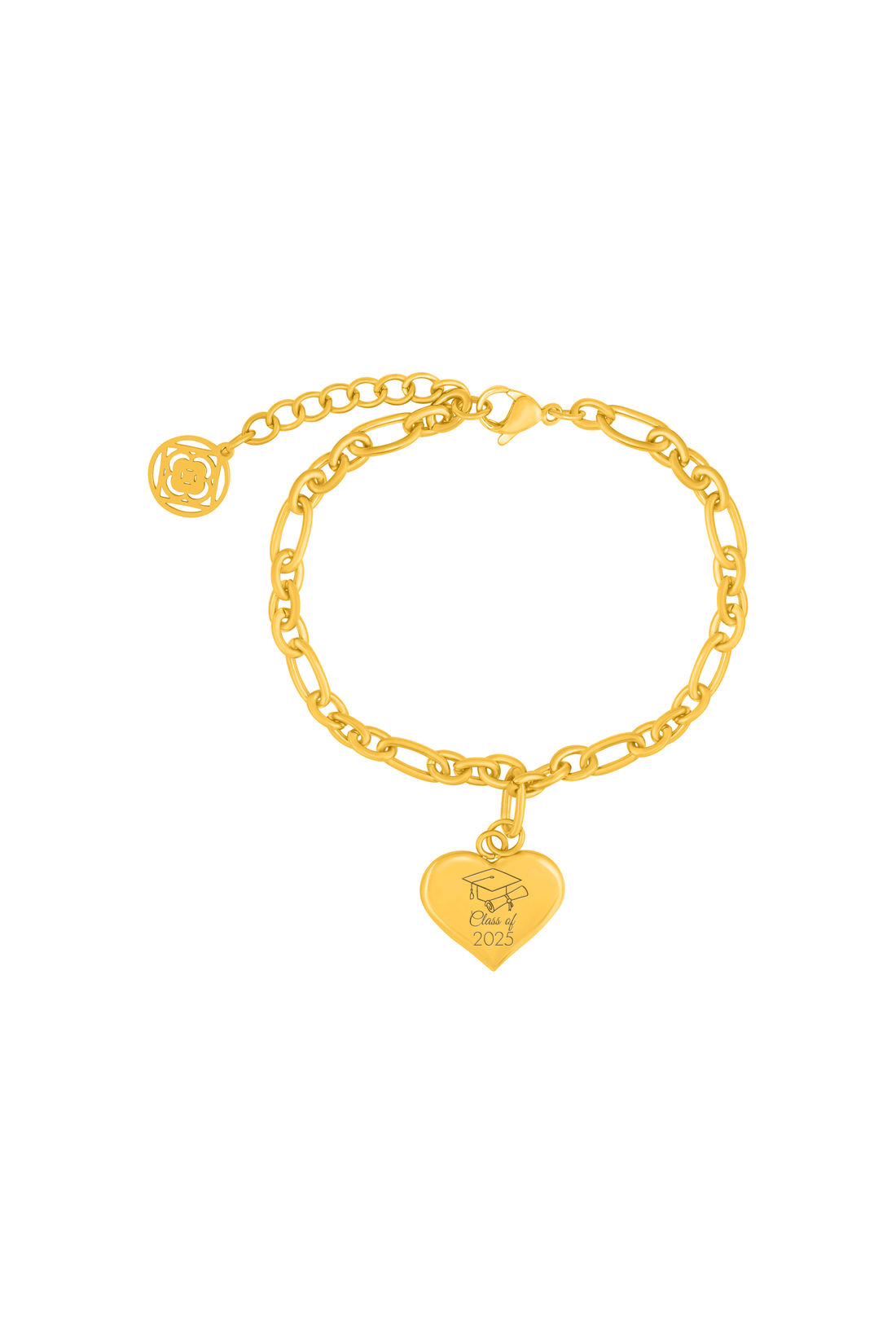 Engravable Graduation Heart of Gold Bracelet