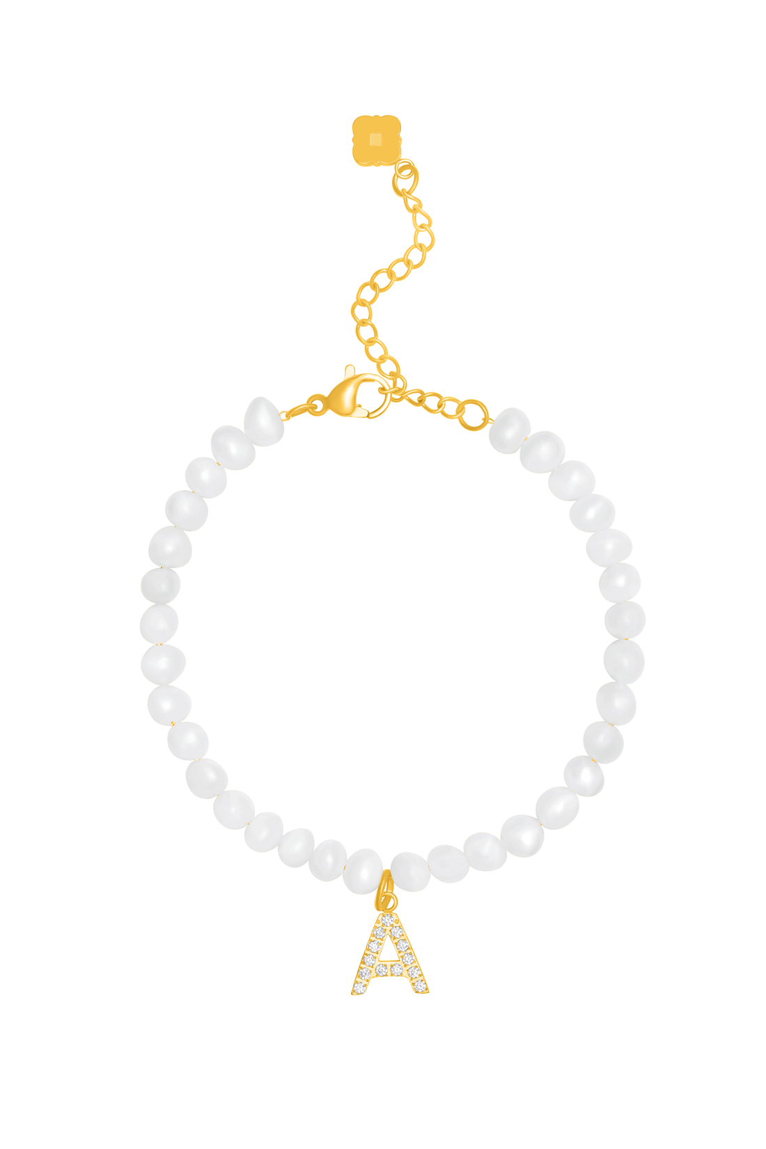 Initial Freshwater Pearl Bracelet &amp; Rossica Candle Gift Set