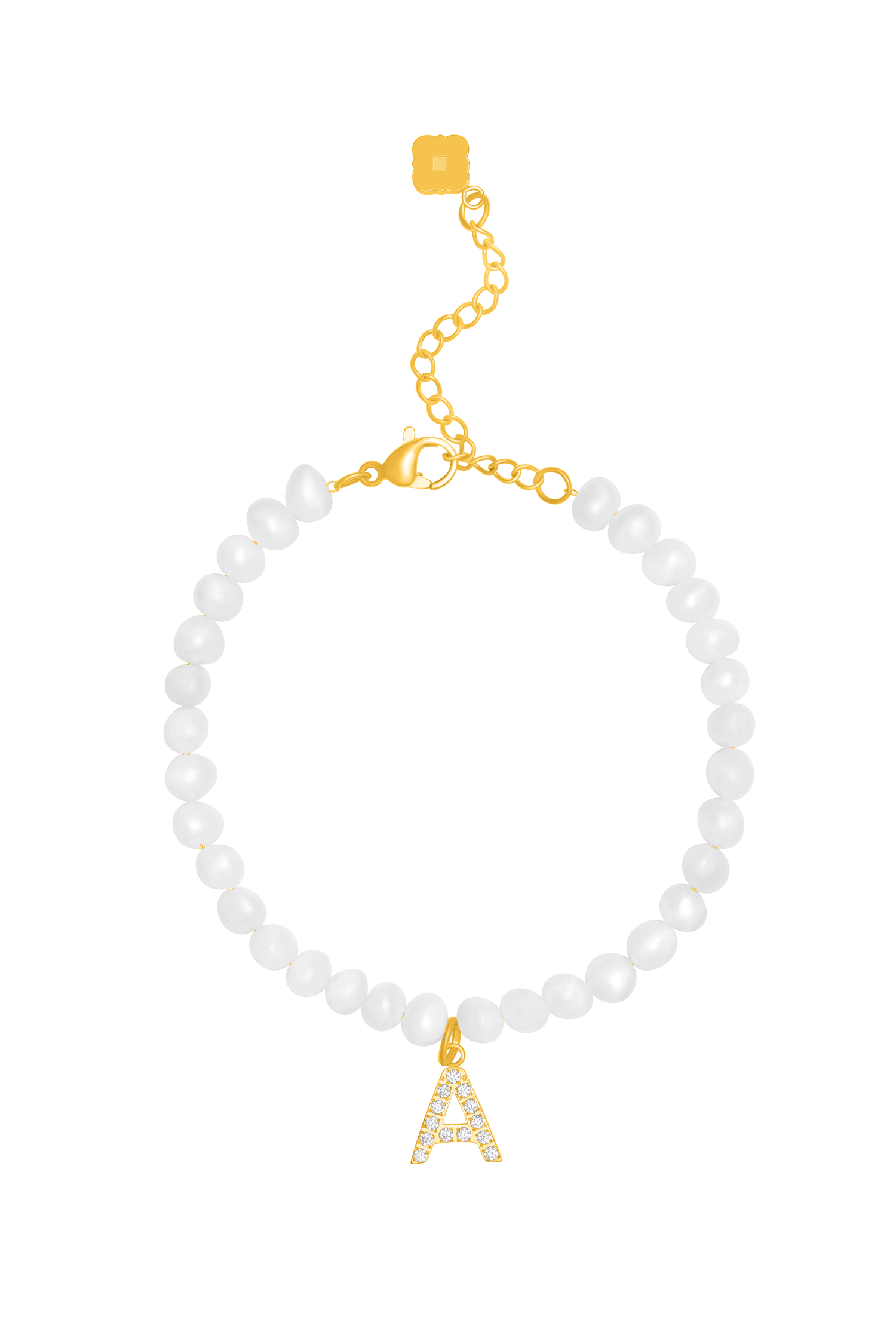 Initial Freshwater Pearl Bracelet &amp; Rossica Candle Gift Set