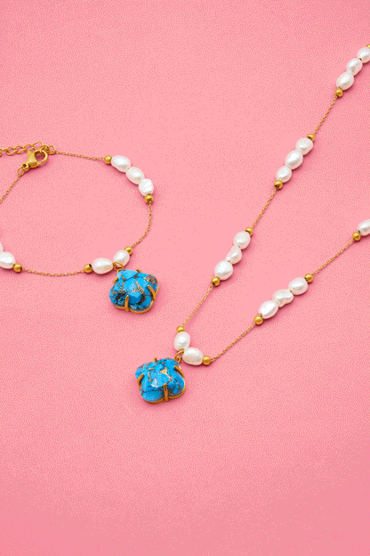 Stone Station Pearl Muse Necklace &amp; Bracelet Gift Set