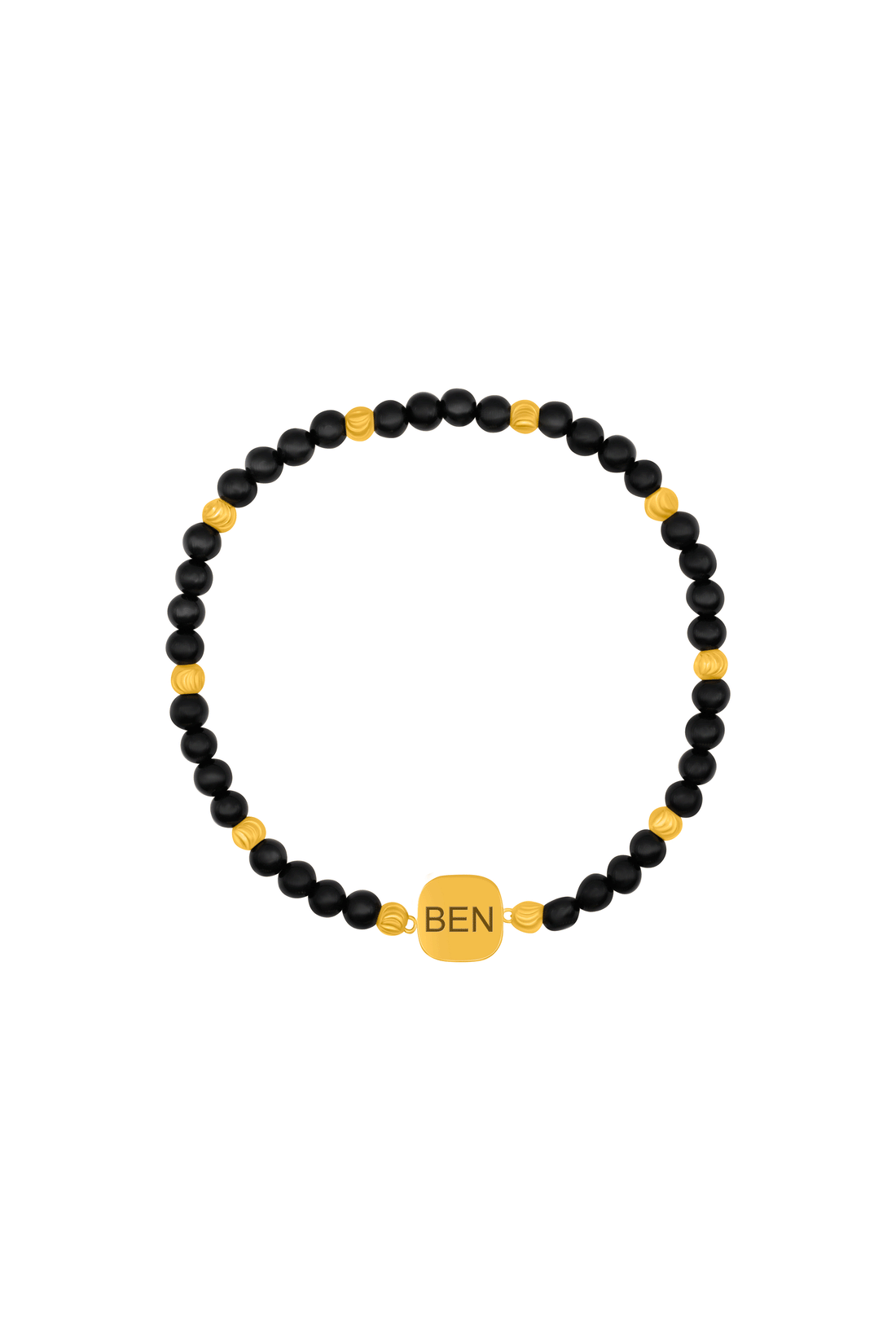 Orion Black Agate Bead Engravable Bracelet
