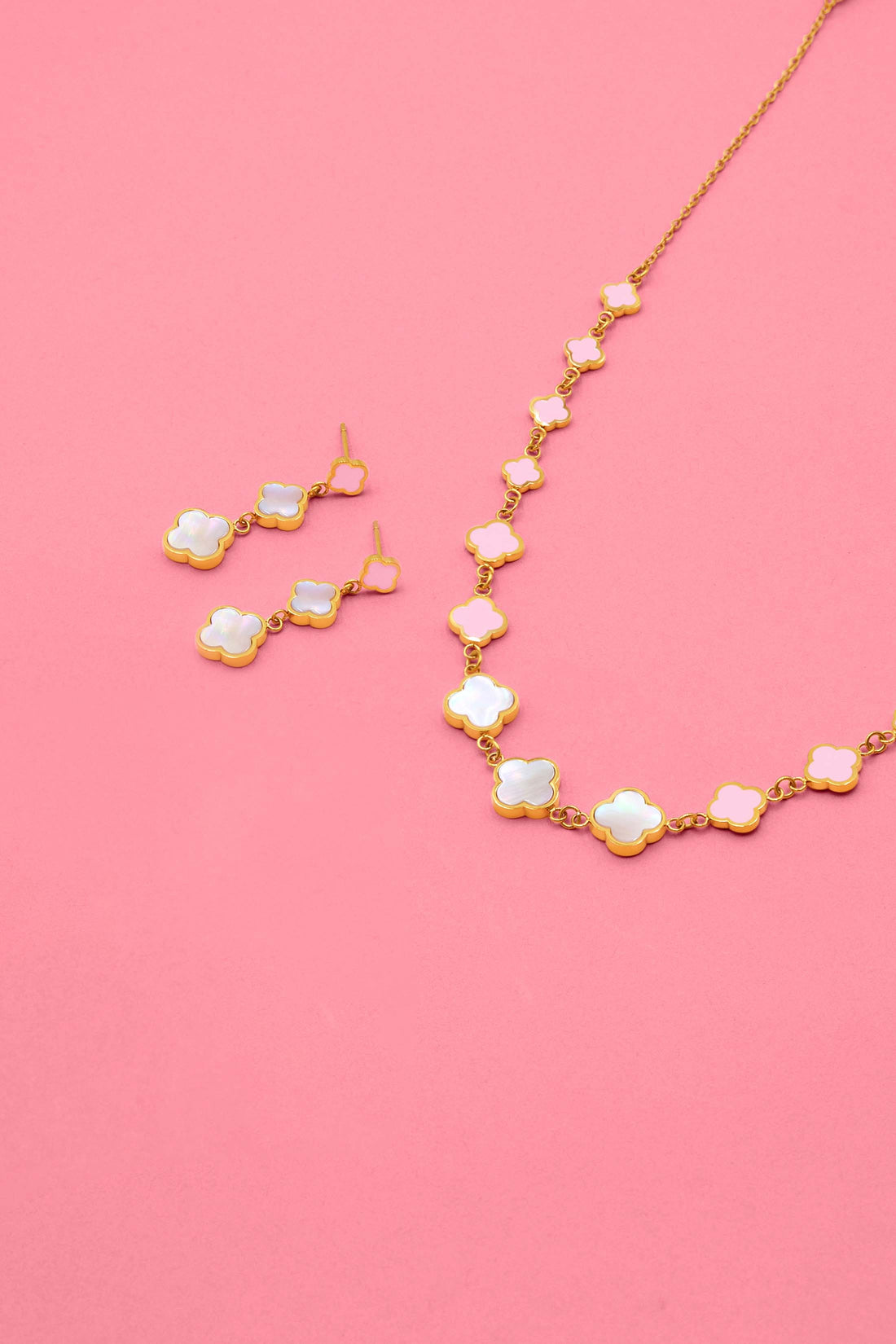 Sofia Pink Stud Earring Set &amp; Necklace Gift Set