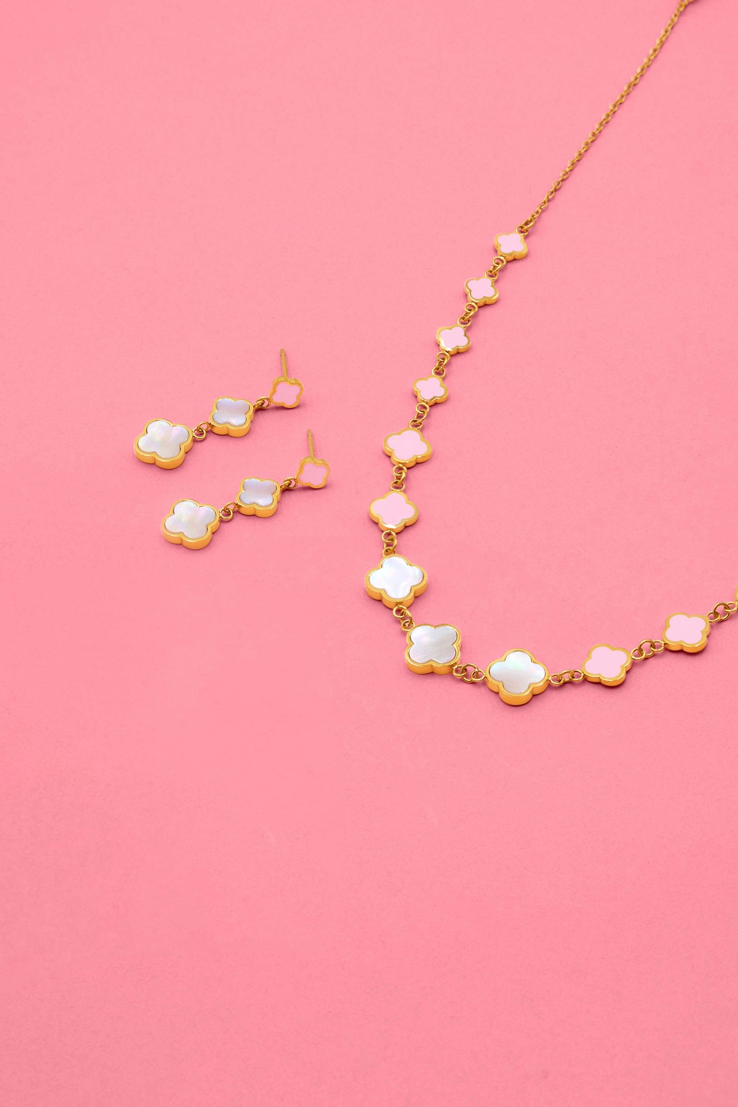 Sofia Pink Stud Earring Set &amp; Necklace Gift Set