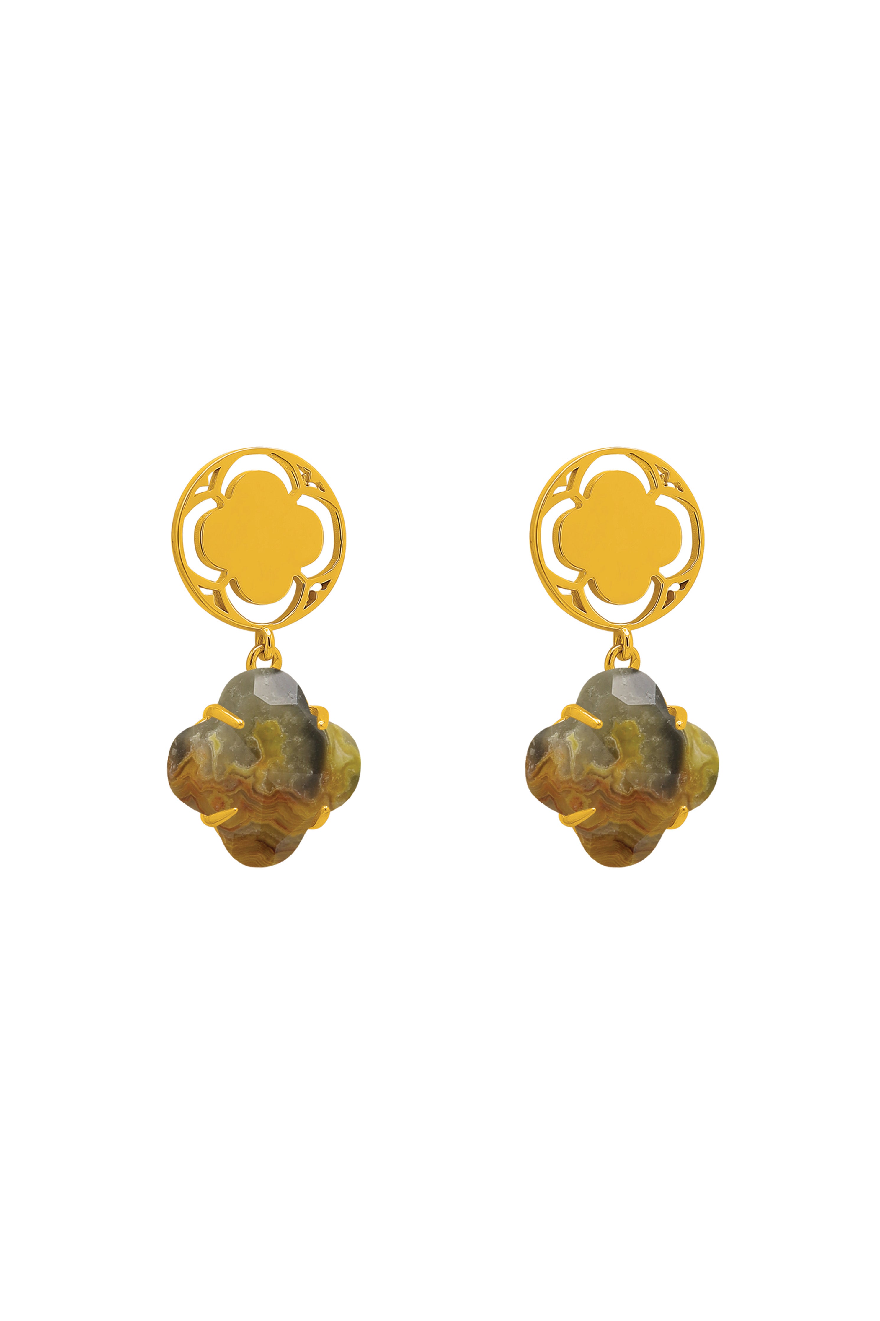 Stone Station Tiger Eye Drop Stud Earring Set