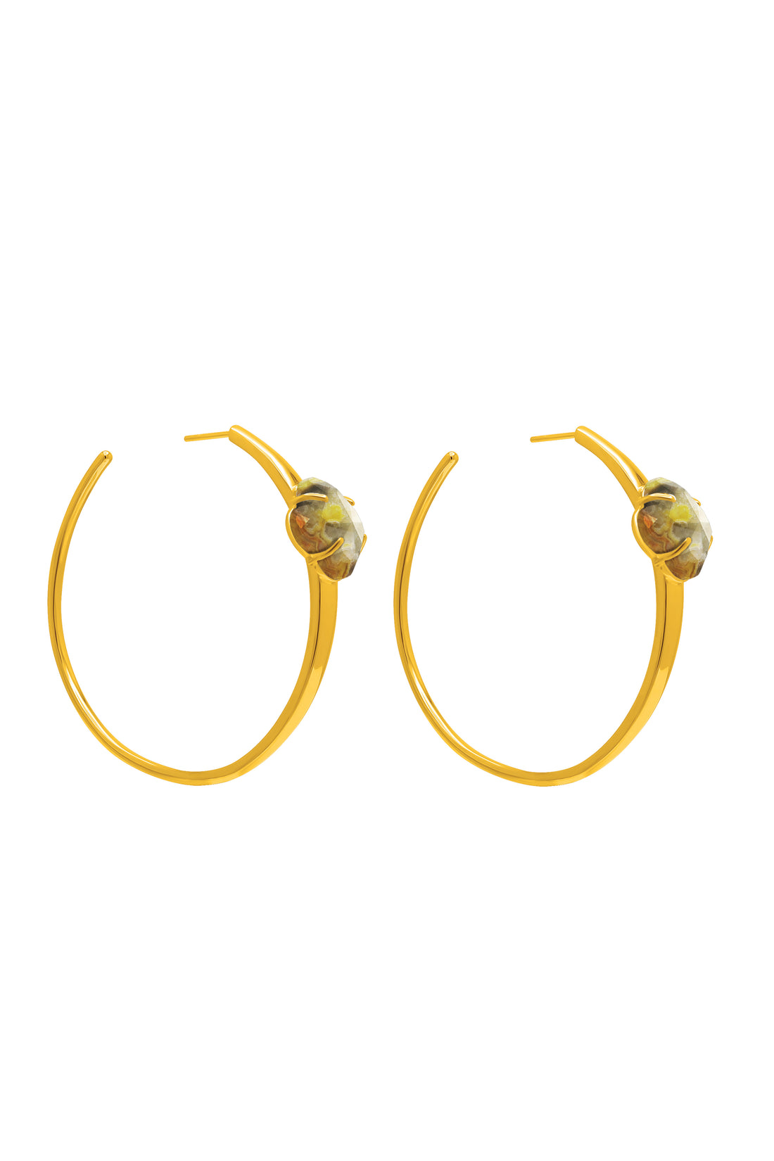 Stone Station Tiger Eye Oversized Hoop Earring Set