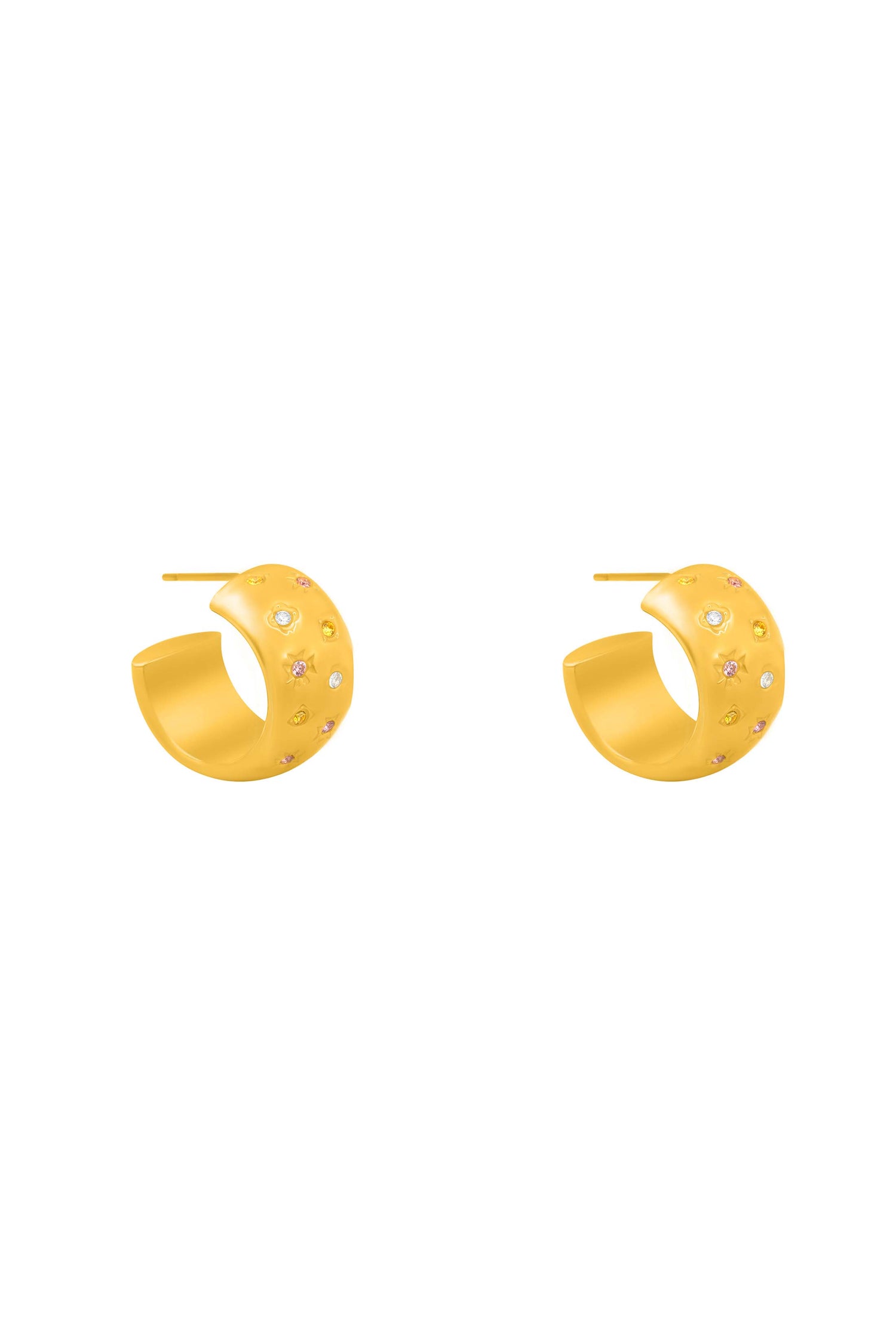Maltese Cross Crown Hoop Earring Set