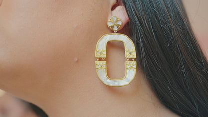 Hinged Mother of Pearl Statement Earrings