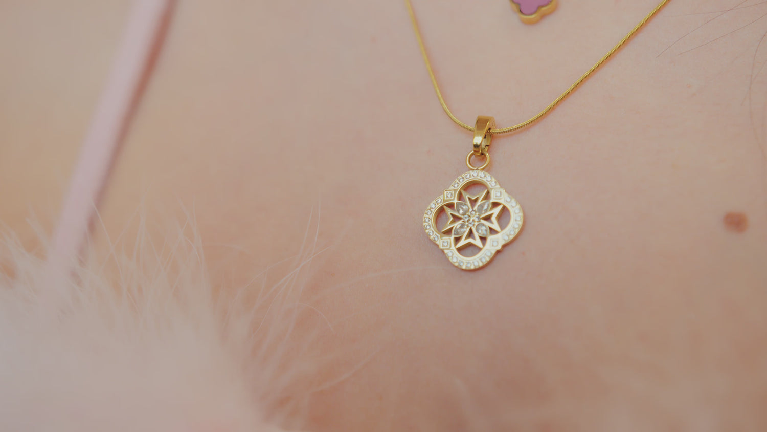Quad Crystal Maltese Cross Pendant