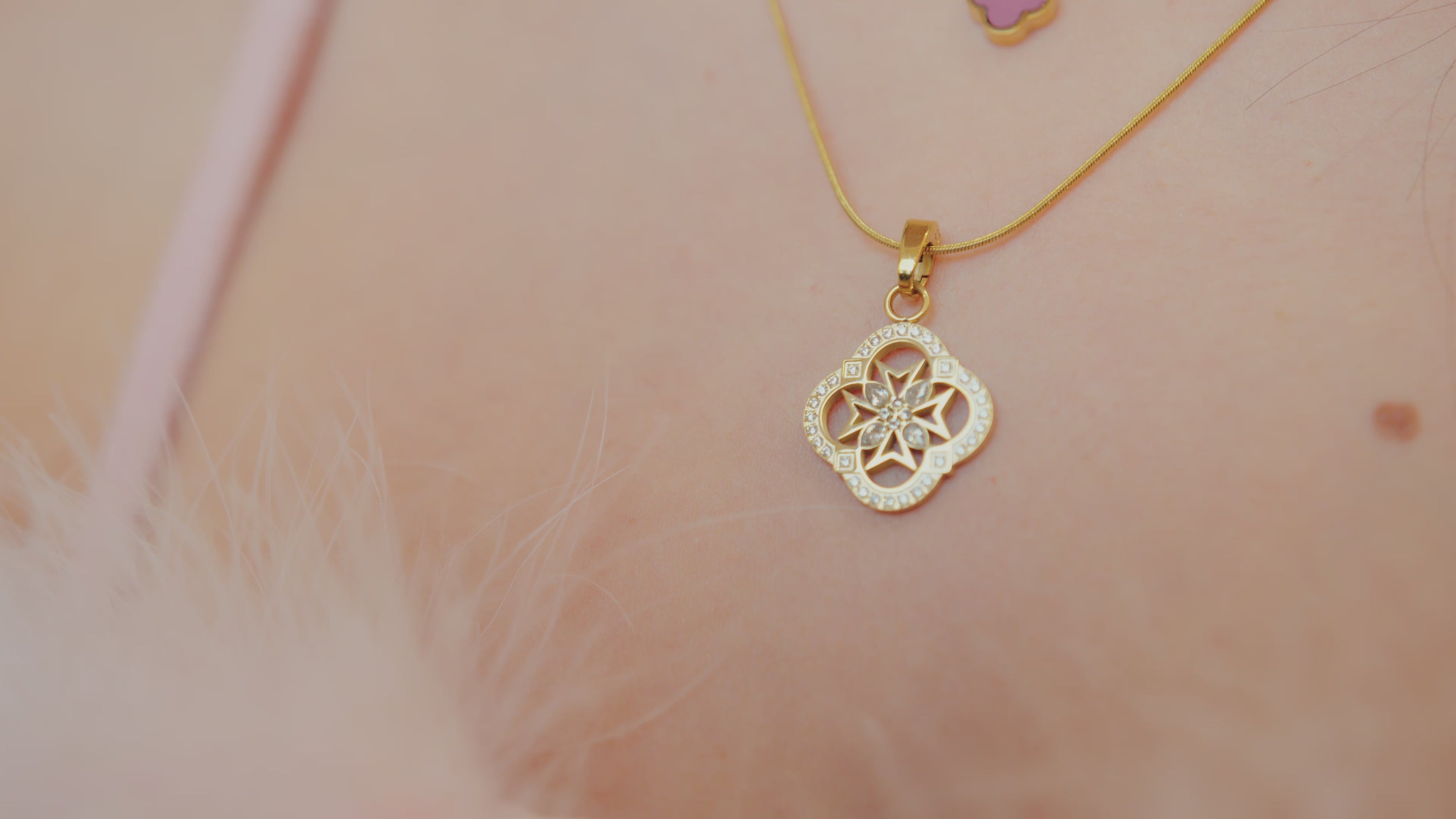 Quad Crystal Maltese Cross Pendant
