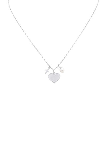 Engravable Silver Heart Charm Necklace