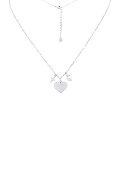 Engravable Silver Heart Charm Necklace