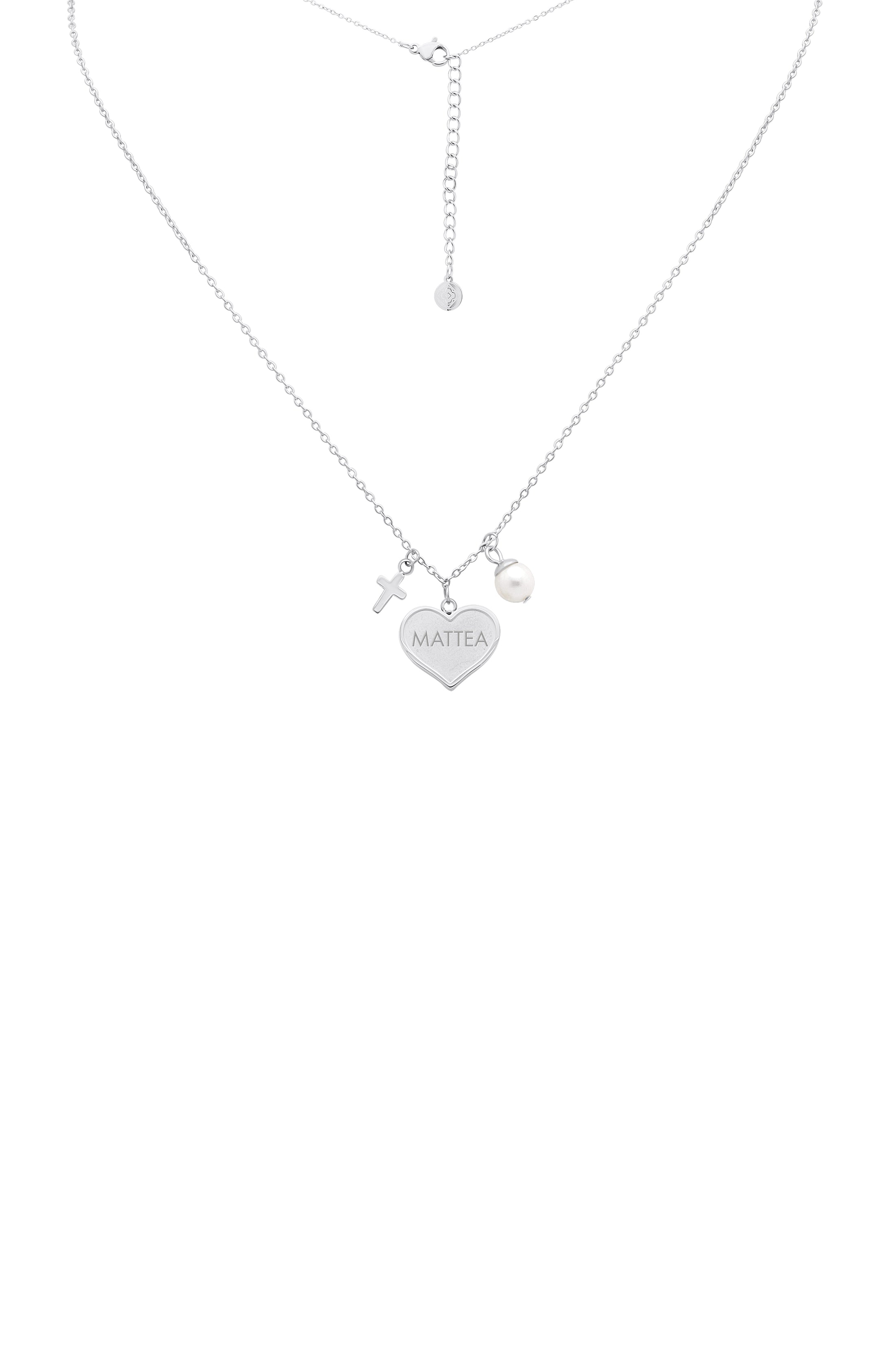 Engravable Silver Heart Charm Necklace