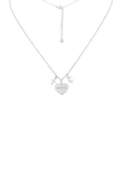 Engravable Silver Heart Charm Necklace