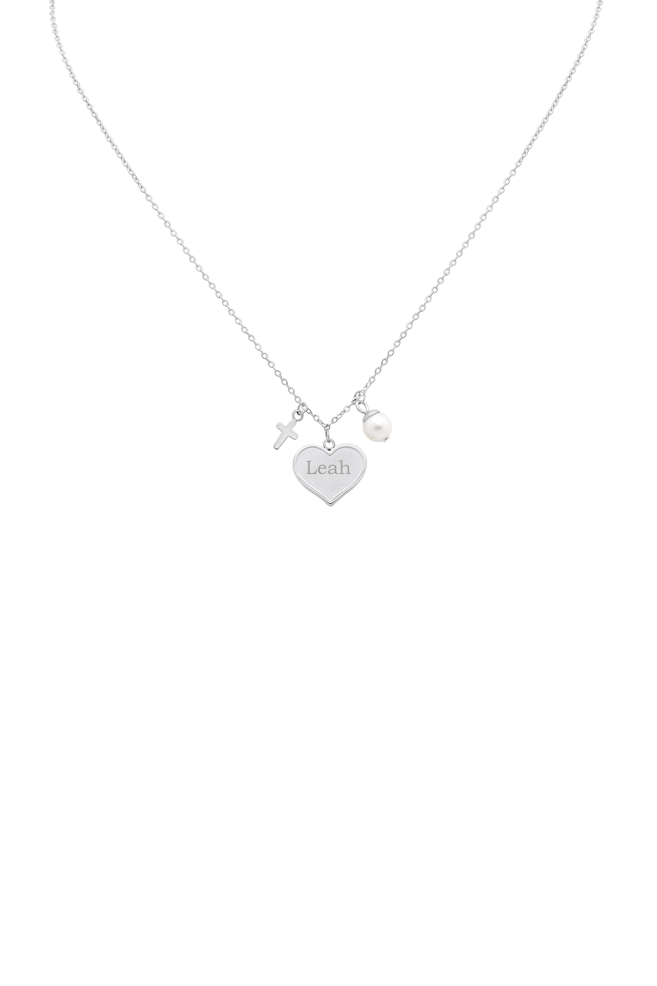 Engravable Silver Heart Charm Necklace