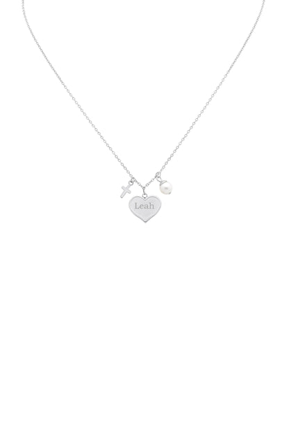 Engravable Silver Heart Charm Necklace