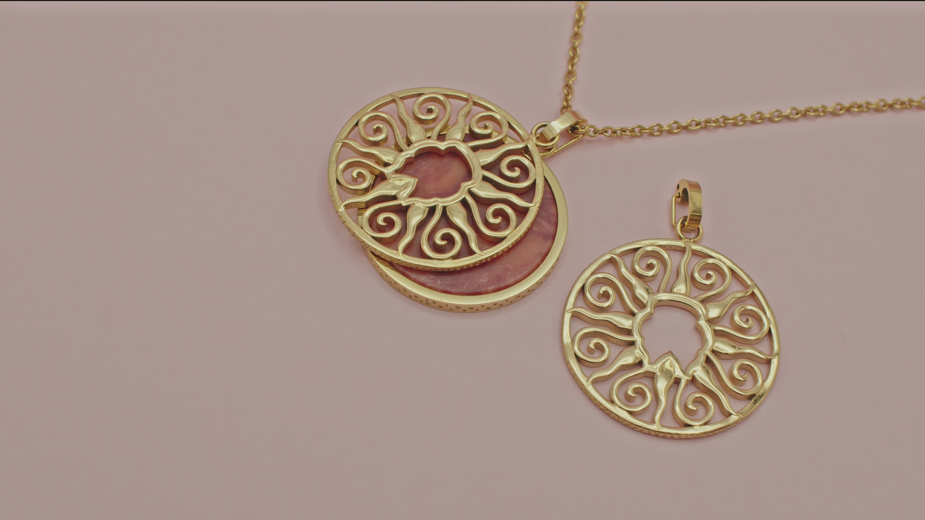 Red Ochre Marble Stone Pitted Edge Large Circle Pendant