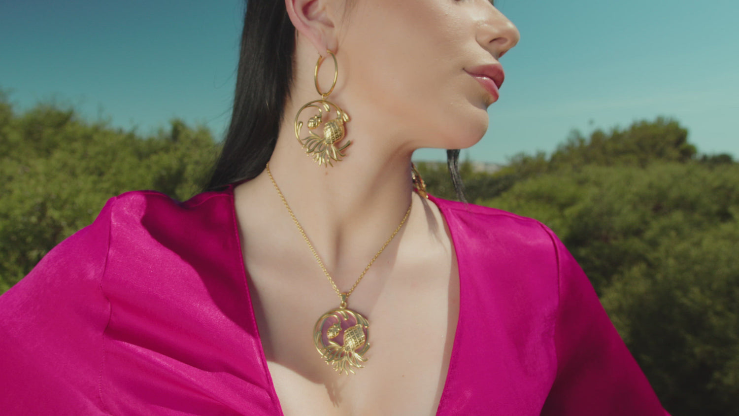 Widnet Il-Baħar Hollow Pendant Earring Set