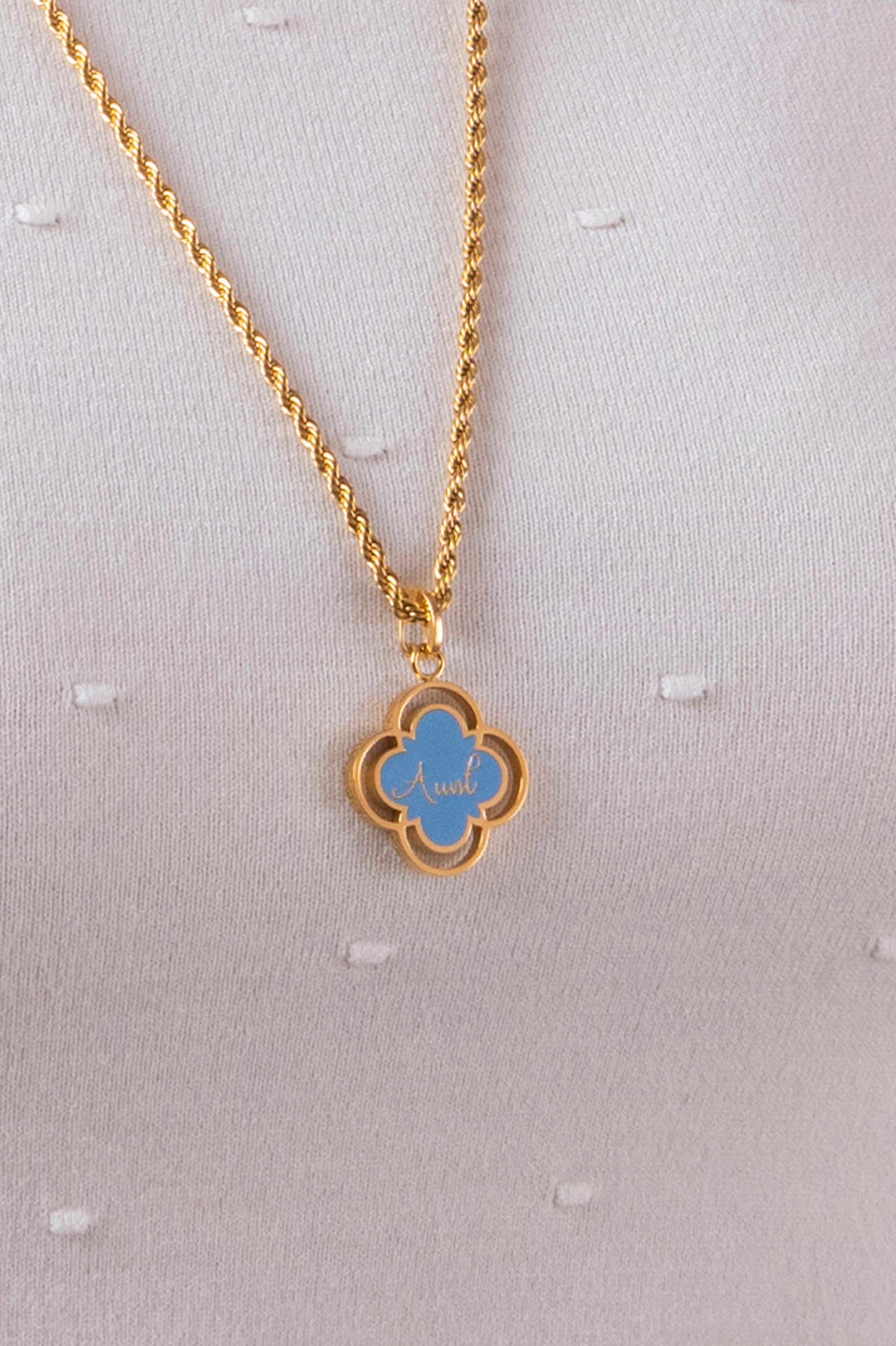 "Aunt" Blue Enamel Pendant