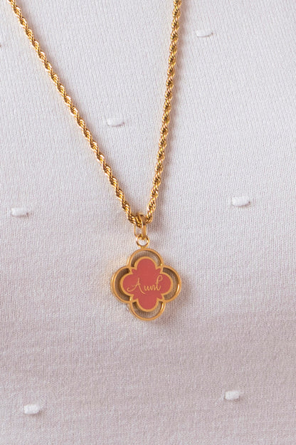 "Aunt" Pink Enamel Pendant