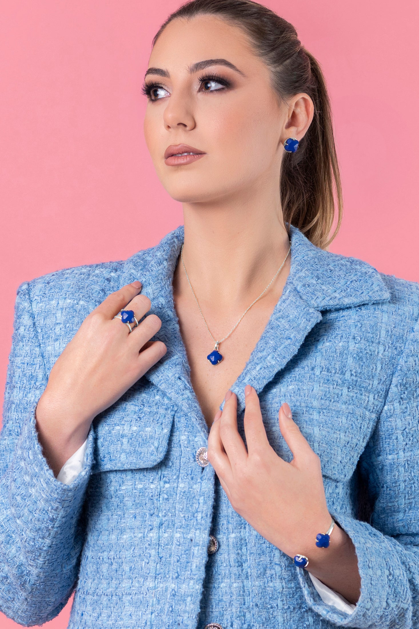 Stone Station Pendant Silver Coloured